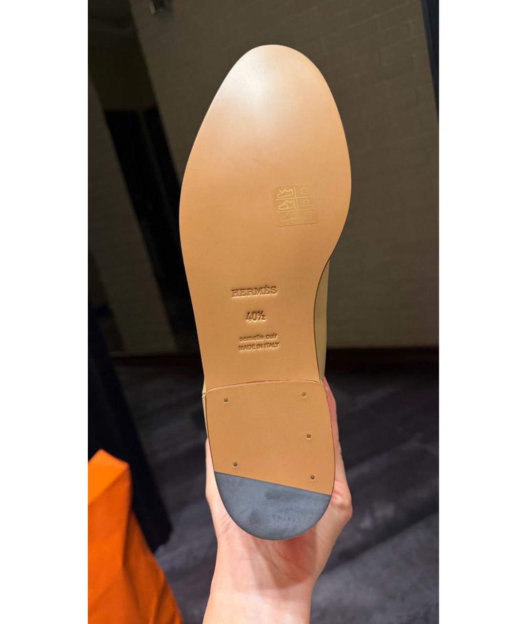 HERMES Бежевые кожаные сапоги, фото 5