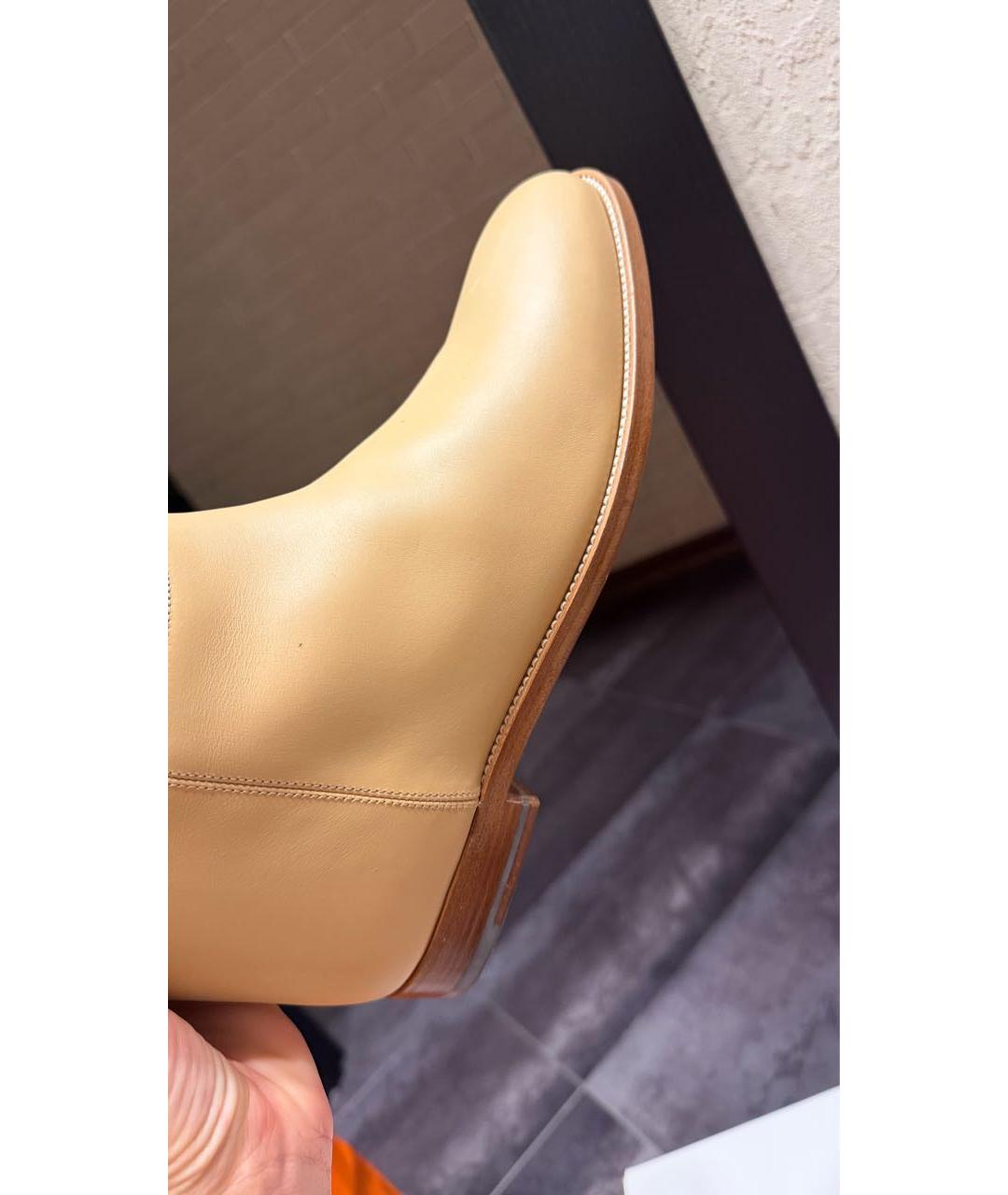 HERMES Бежевые кожаные сапоги, фото 7
