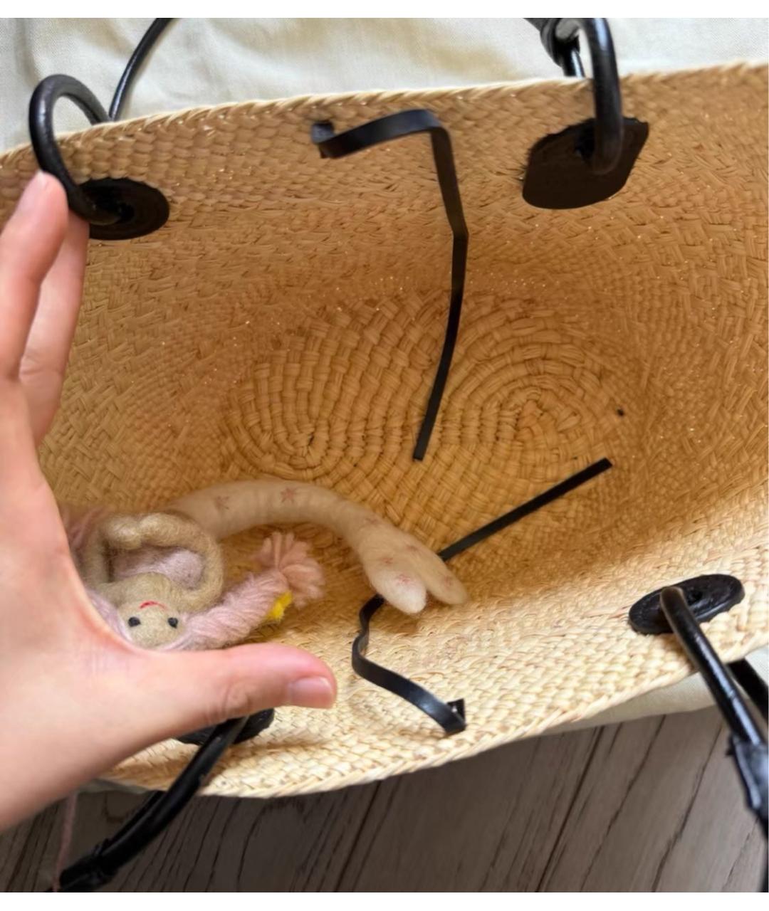 LOEWE Бежевая пелетеная пляжная сумка, фото 6