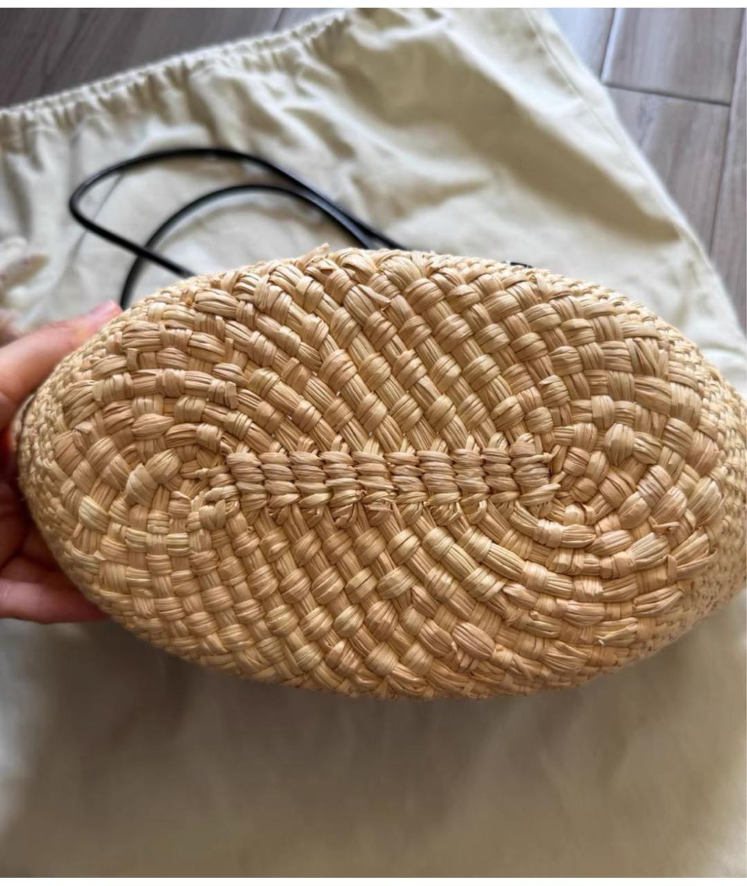 LOEWE Бежевая пелетеная пляжная сумка, фото 4