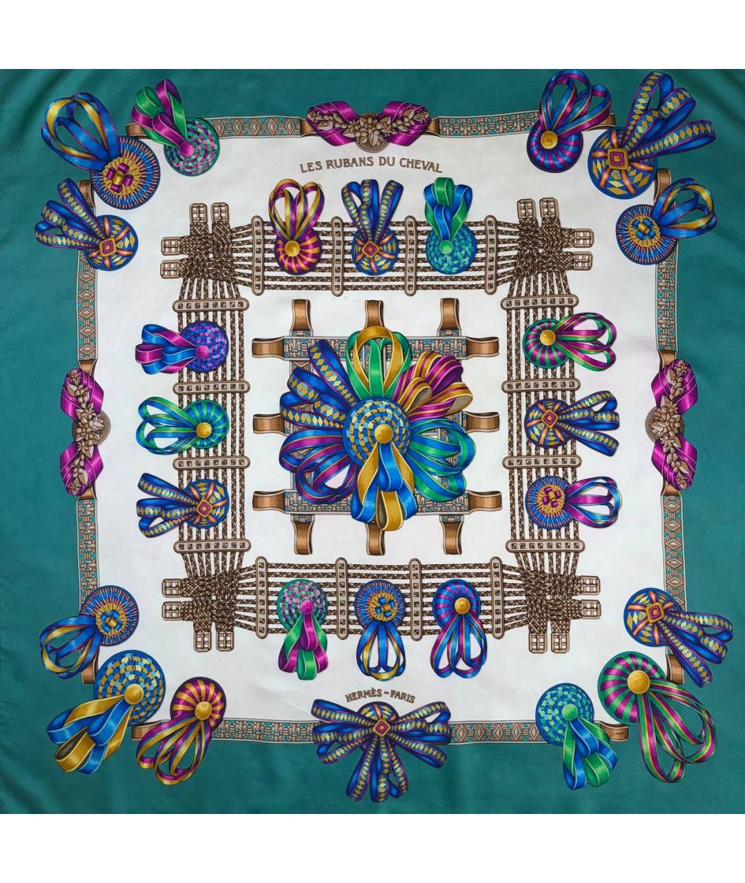 HERMES Мульти шелковый платок, фото 9
