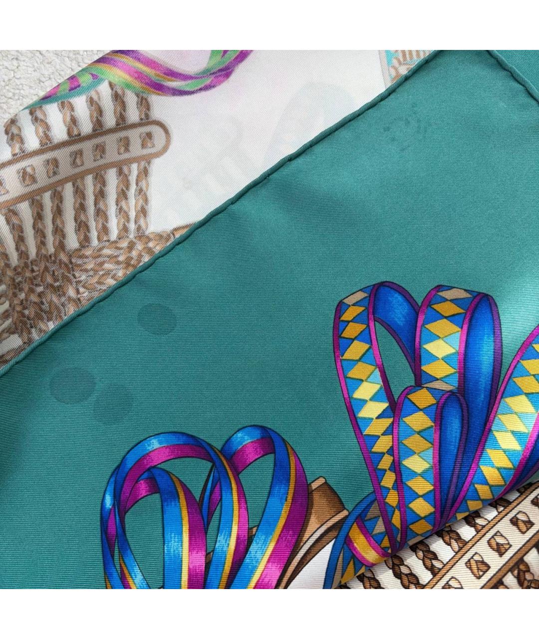 HERMES Мульти шелковый платок, фото 8