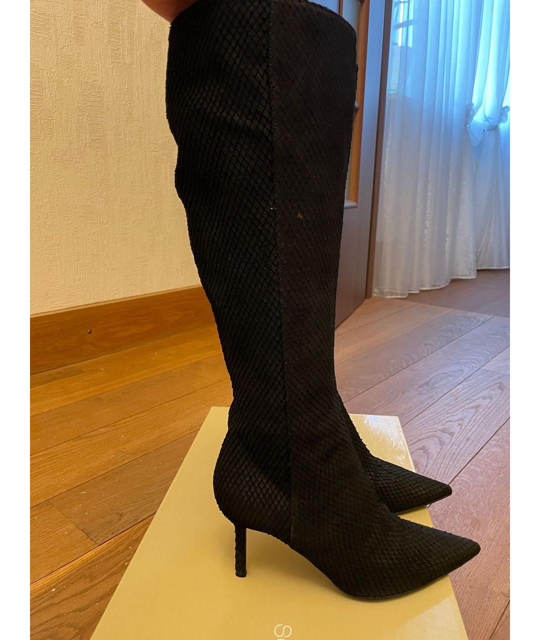 SERGIO ROSSI Черные кожаные сапоги, фото 4