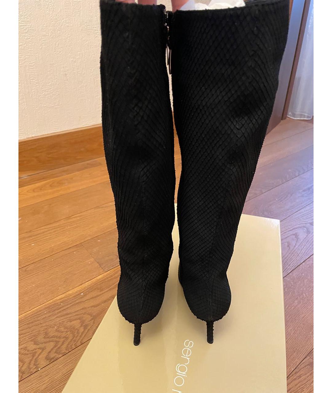 SERGIO ROSSI Черные кожаные сапоги, фото 3