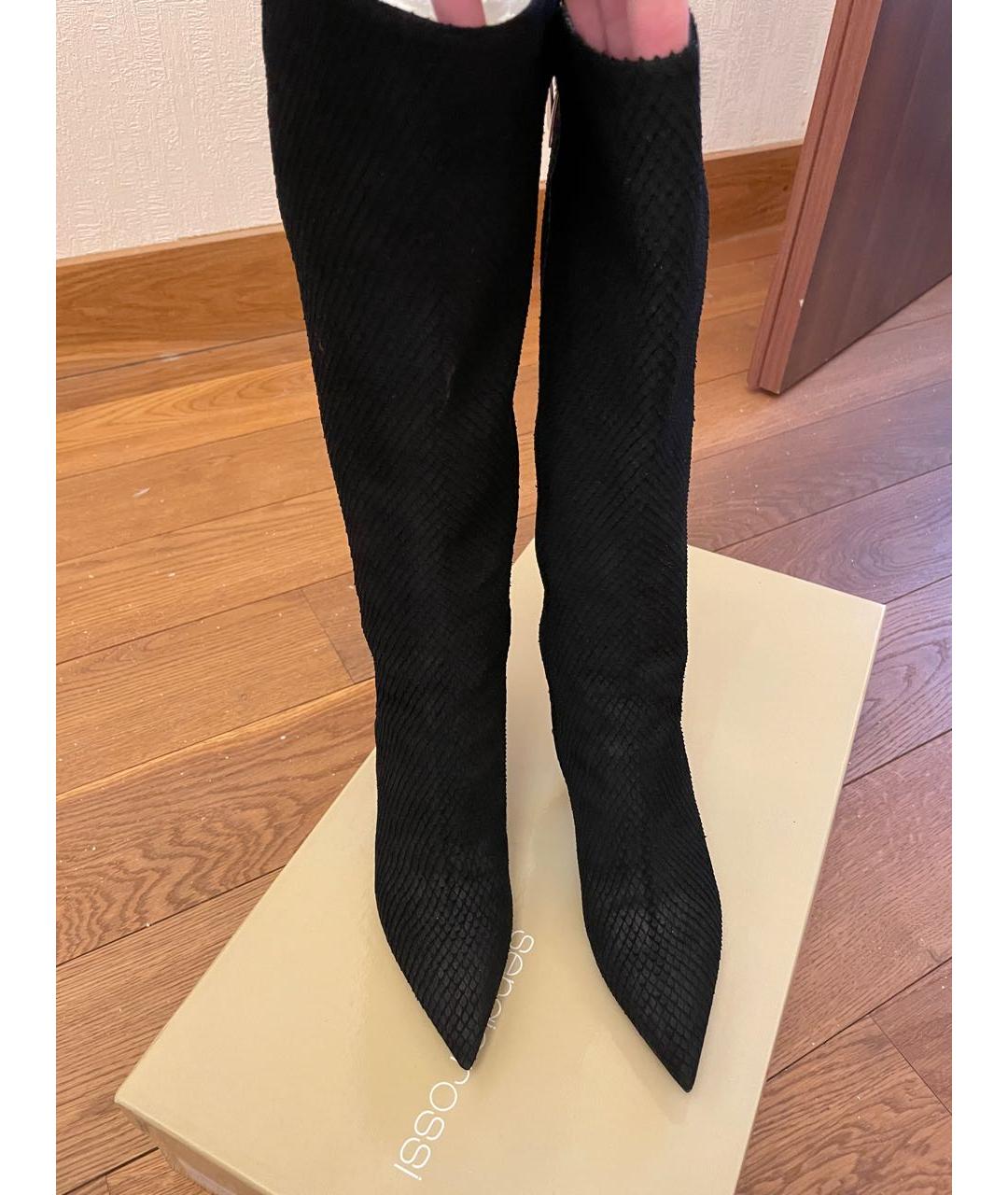 SERGIO ROSSI Черные кожаные сапоги, фото 2