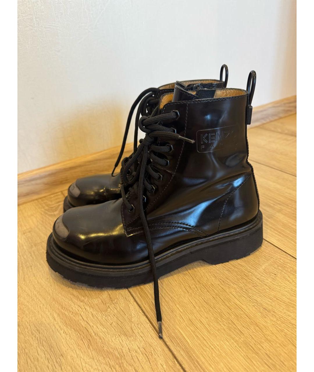 KENZO Черные ботинки из лакированной кожи, фото 9