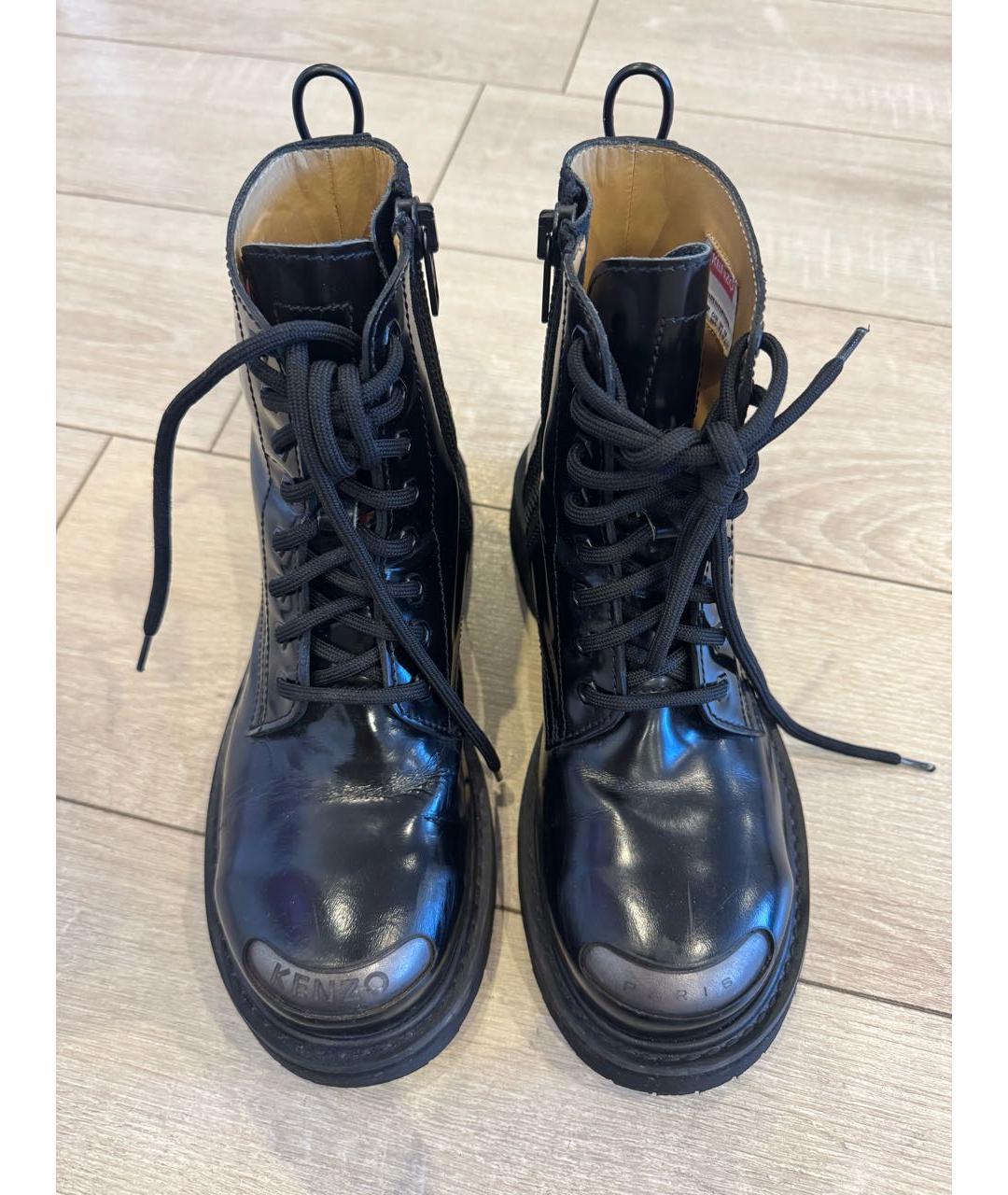 KENZO Черные ботинки из лакированной кожи, фото 2
