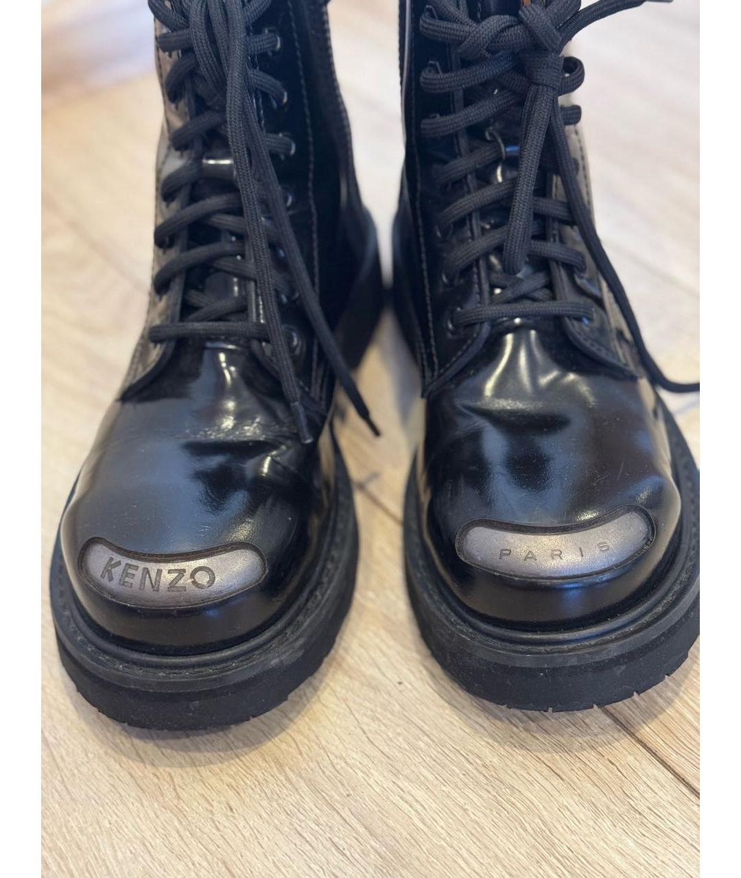 KENZO Черные ботинки из лакированной кожи, фото 6