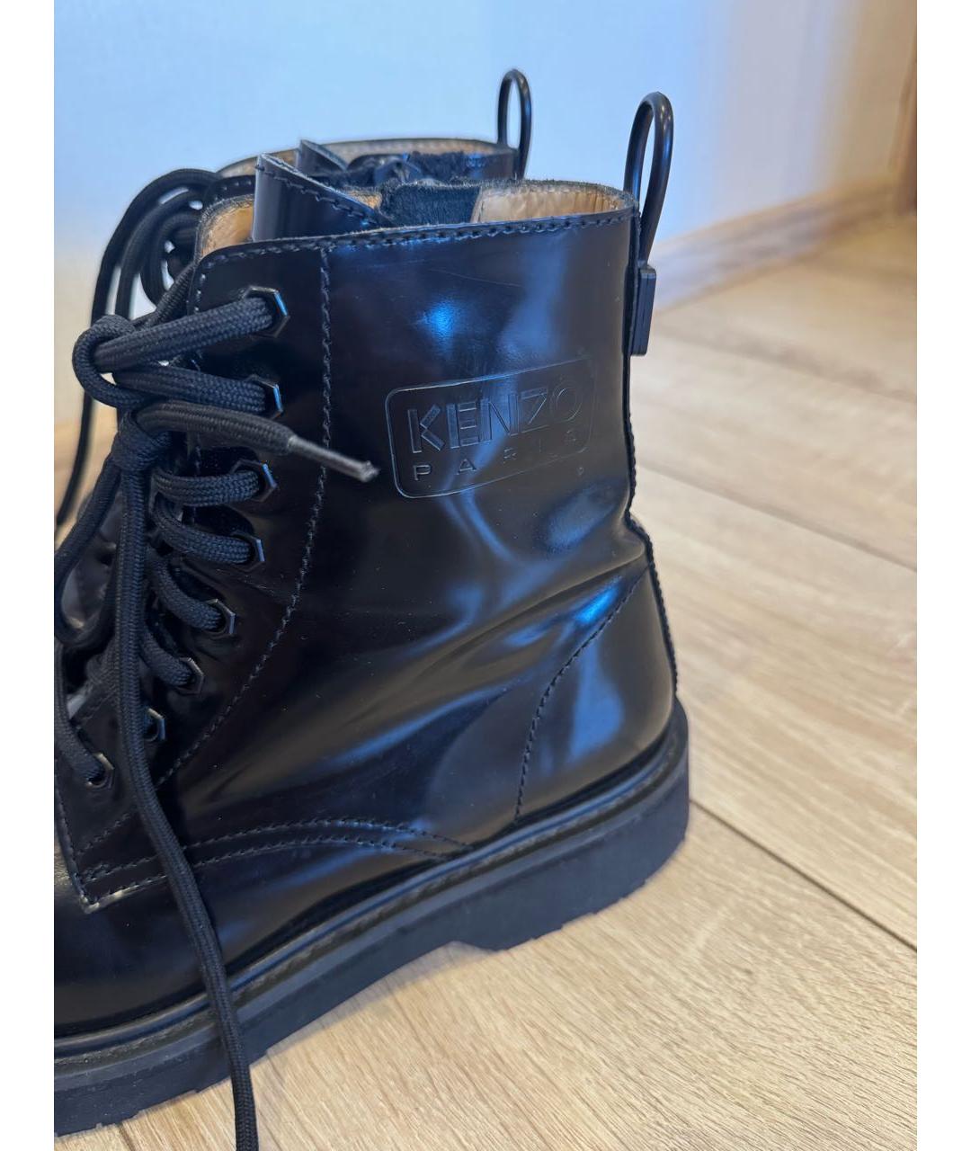KENZO Черные ботинки из лакированной кожи, фото 5