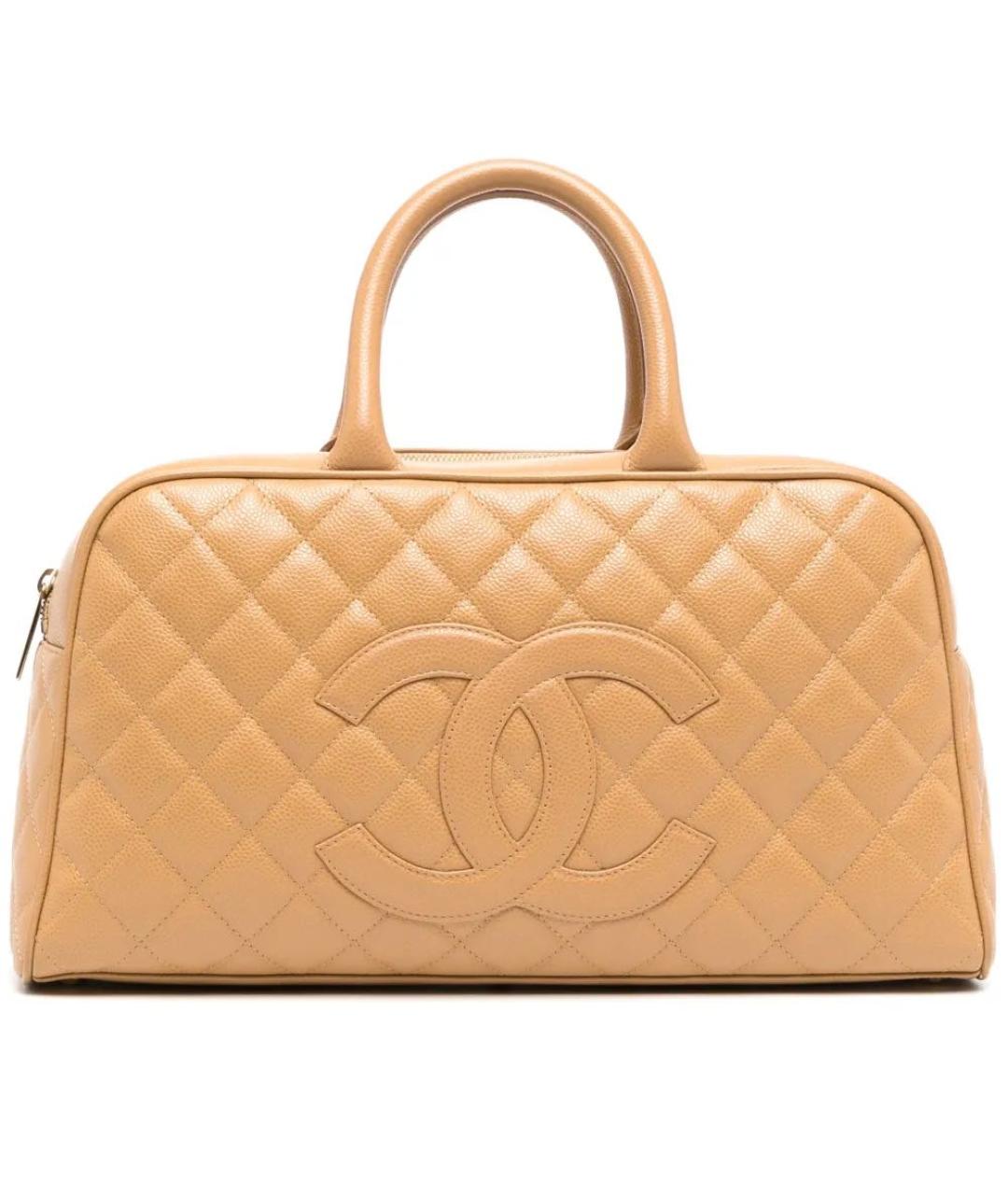 CHANEL Горчичная кожаная сумка с короткими ручками, фото 8