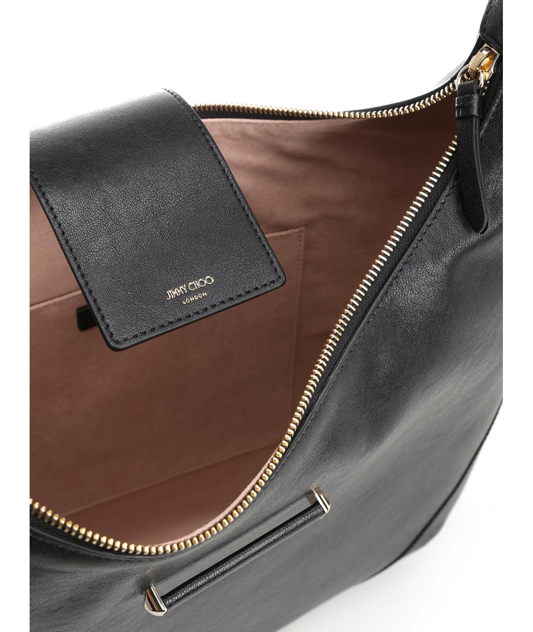 JIMMY CHOO Черная кожаная сумка через плечо, фото 4