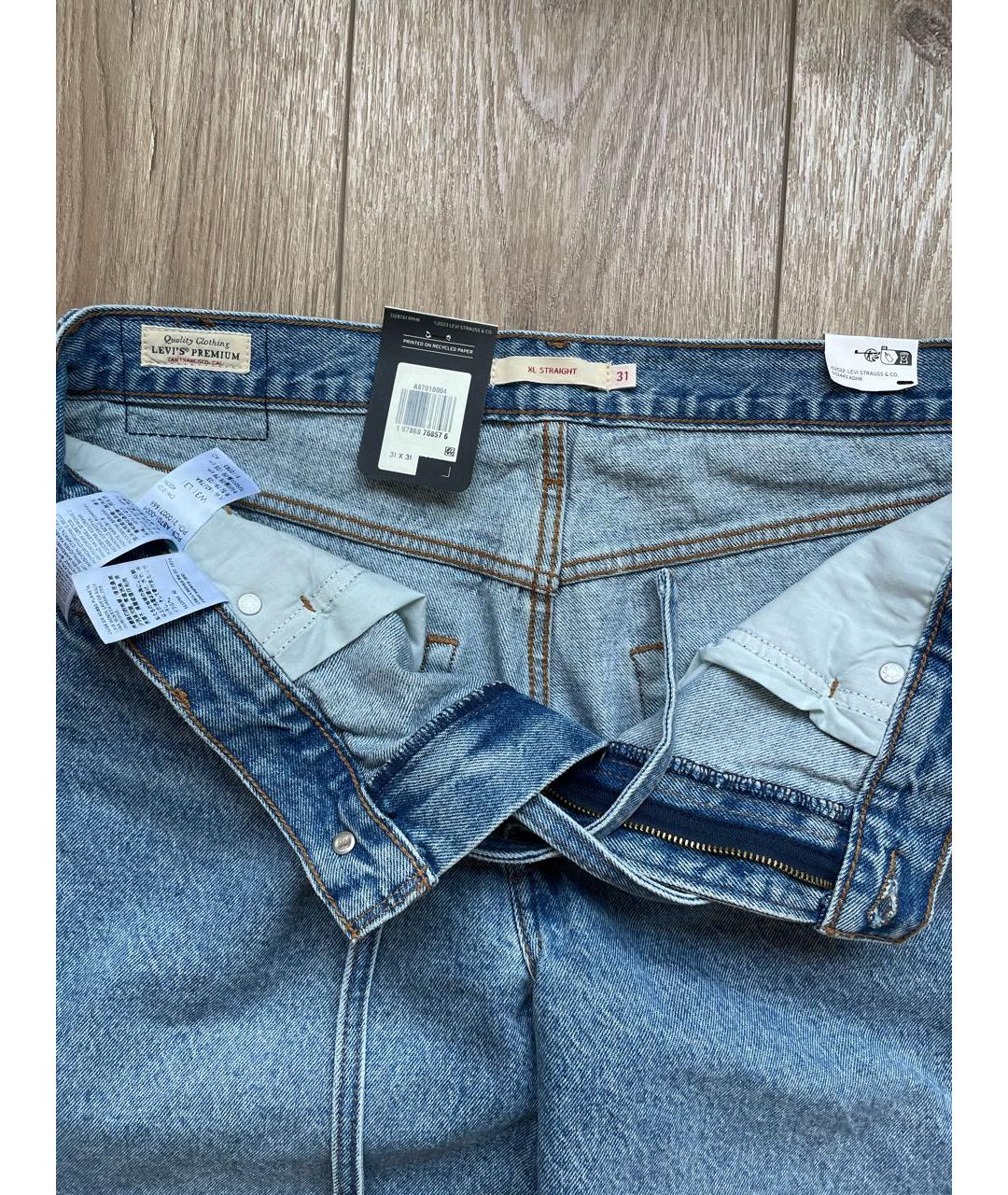 LEVI'S Синие хлопковые прямые джинсы, фото 3