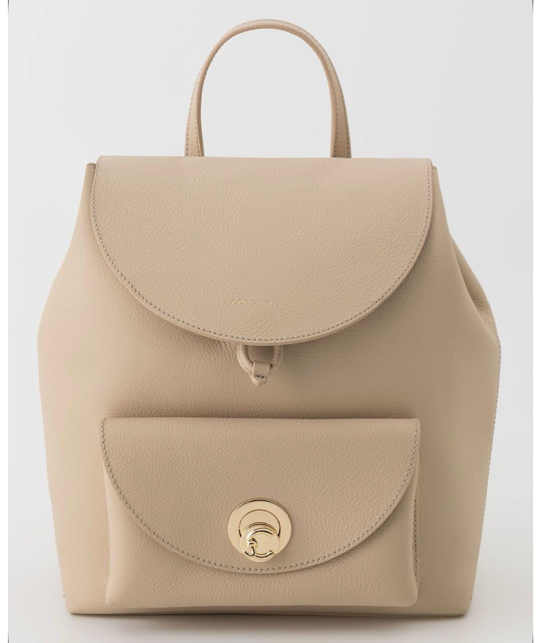COCCINELLE Бежевый кожаный рюкзак, фото 6