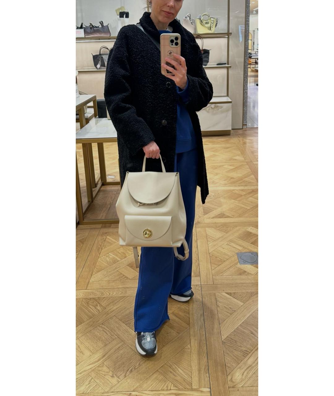 COCCINELLE Бежевый кожаный рюкзак, фото 5