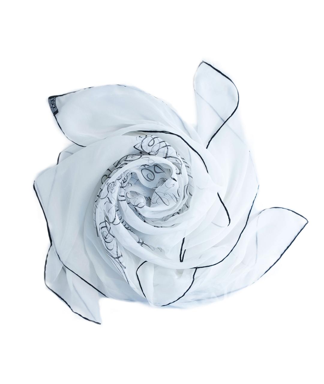 HERMES Белый шелковый платок, фото 2