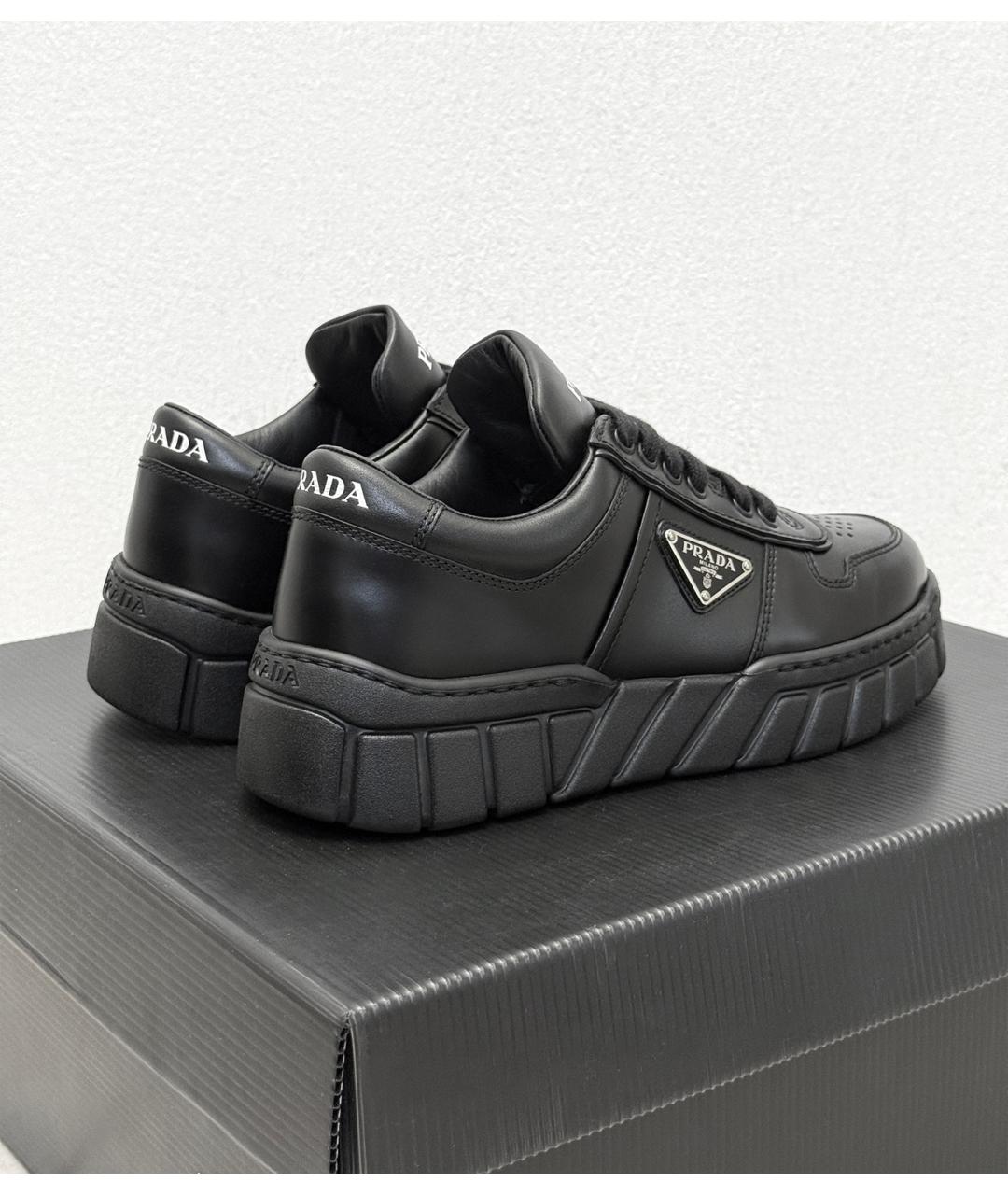 PRADA Черные кожаные кеды, фото 4