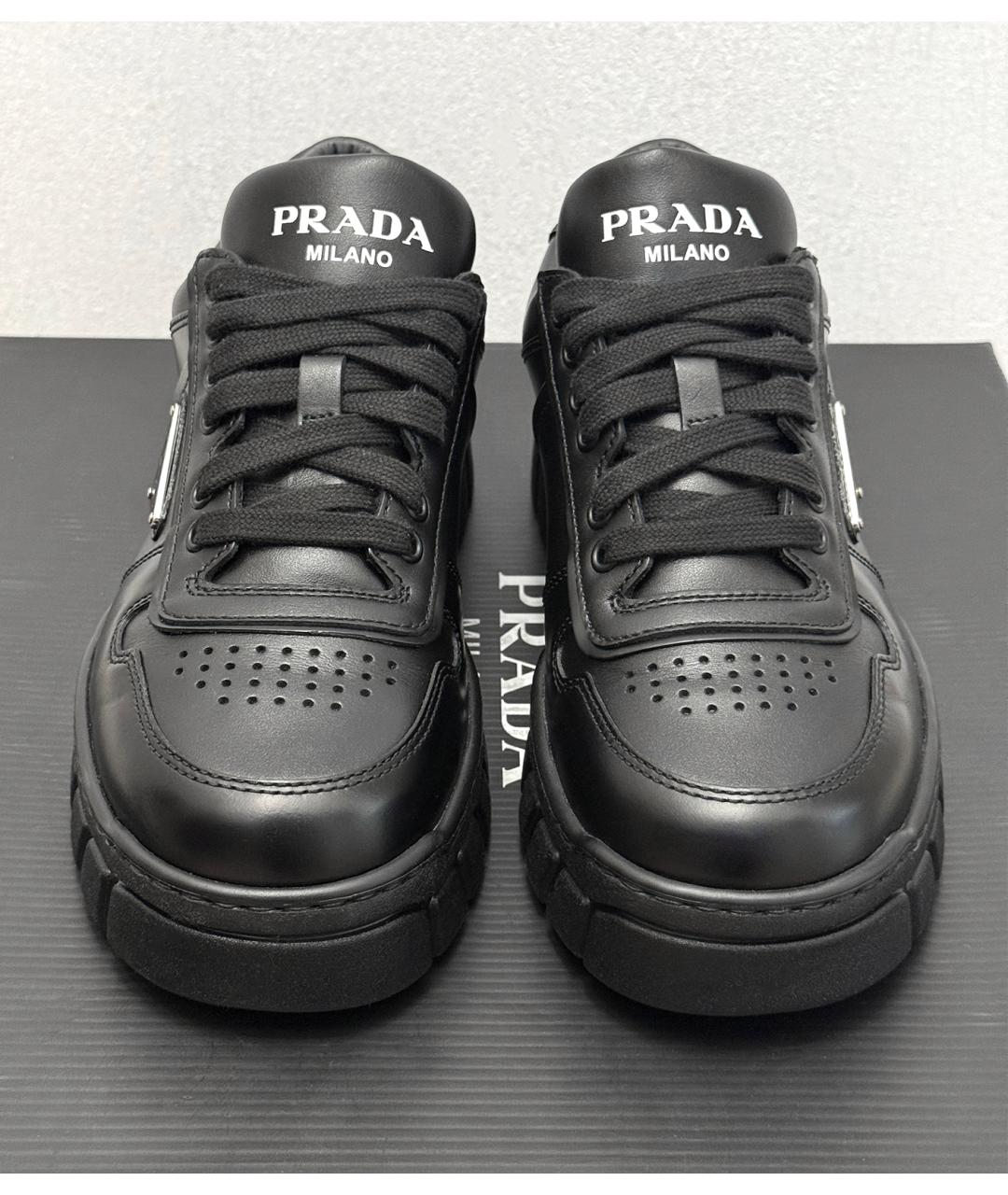 PRADA Черные кожаные кеды, фото 3