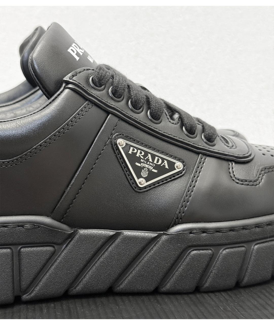 PRADA Черные кожаные кеды, фото 5