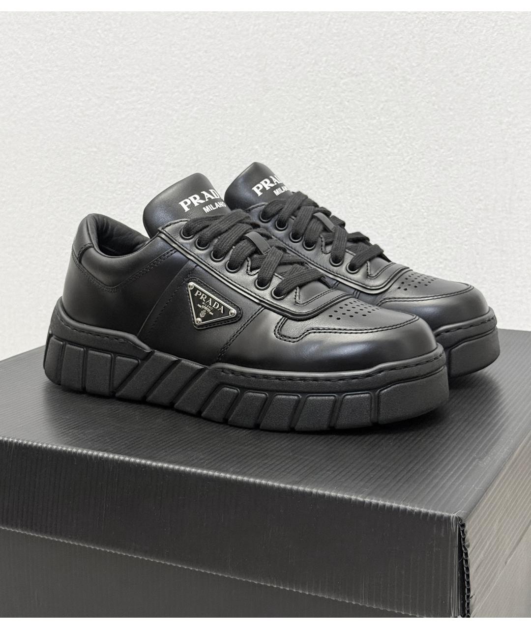 PRADA Черные кожаные кеды, фото 8