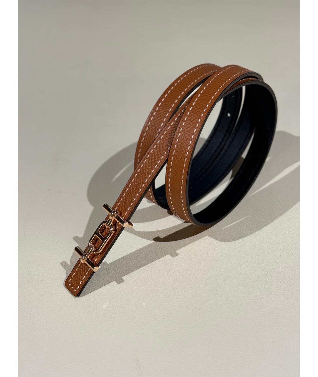 HERMES Коричневый кожаный ремень, фото 4