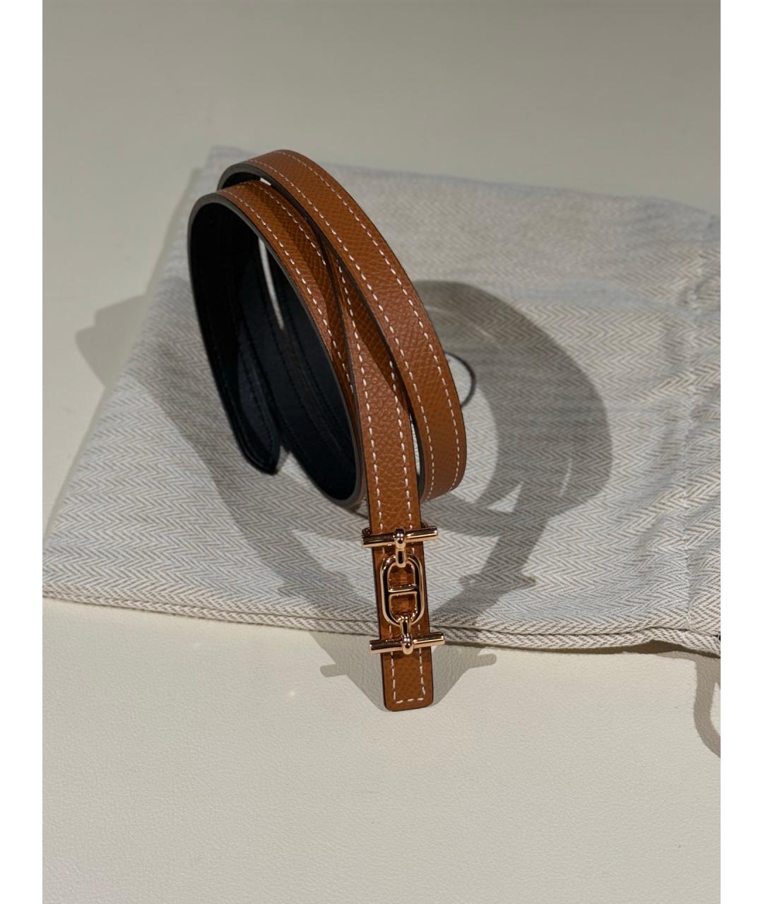 HERMES Коричневый кожаный ремень, фото 2