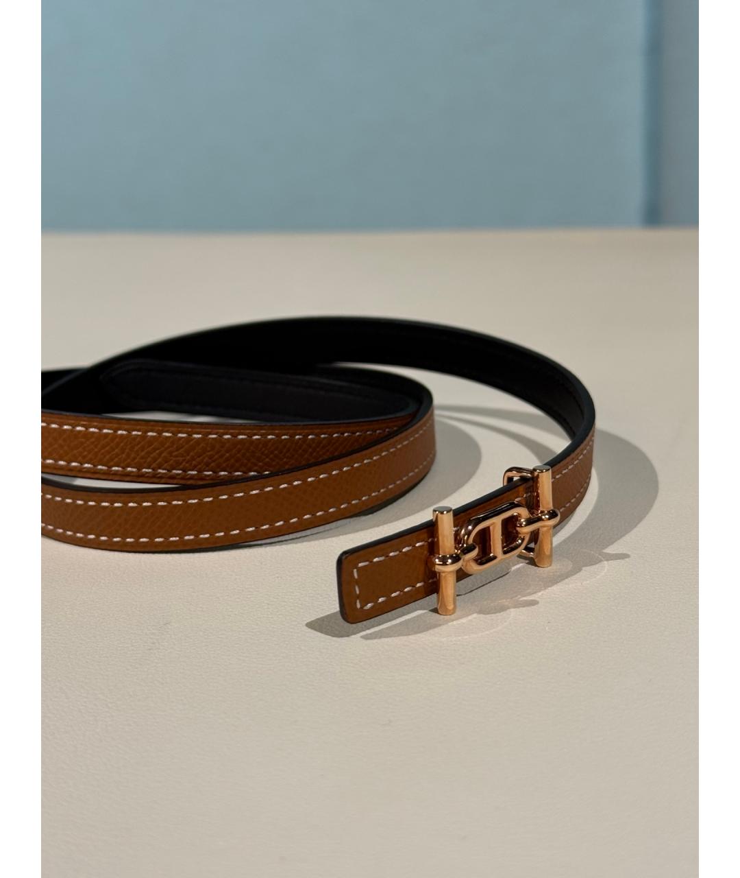 HERMES Коричневый кожаный ремень, фото 3