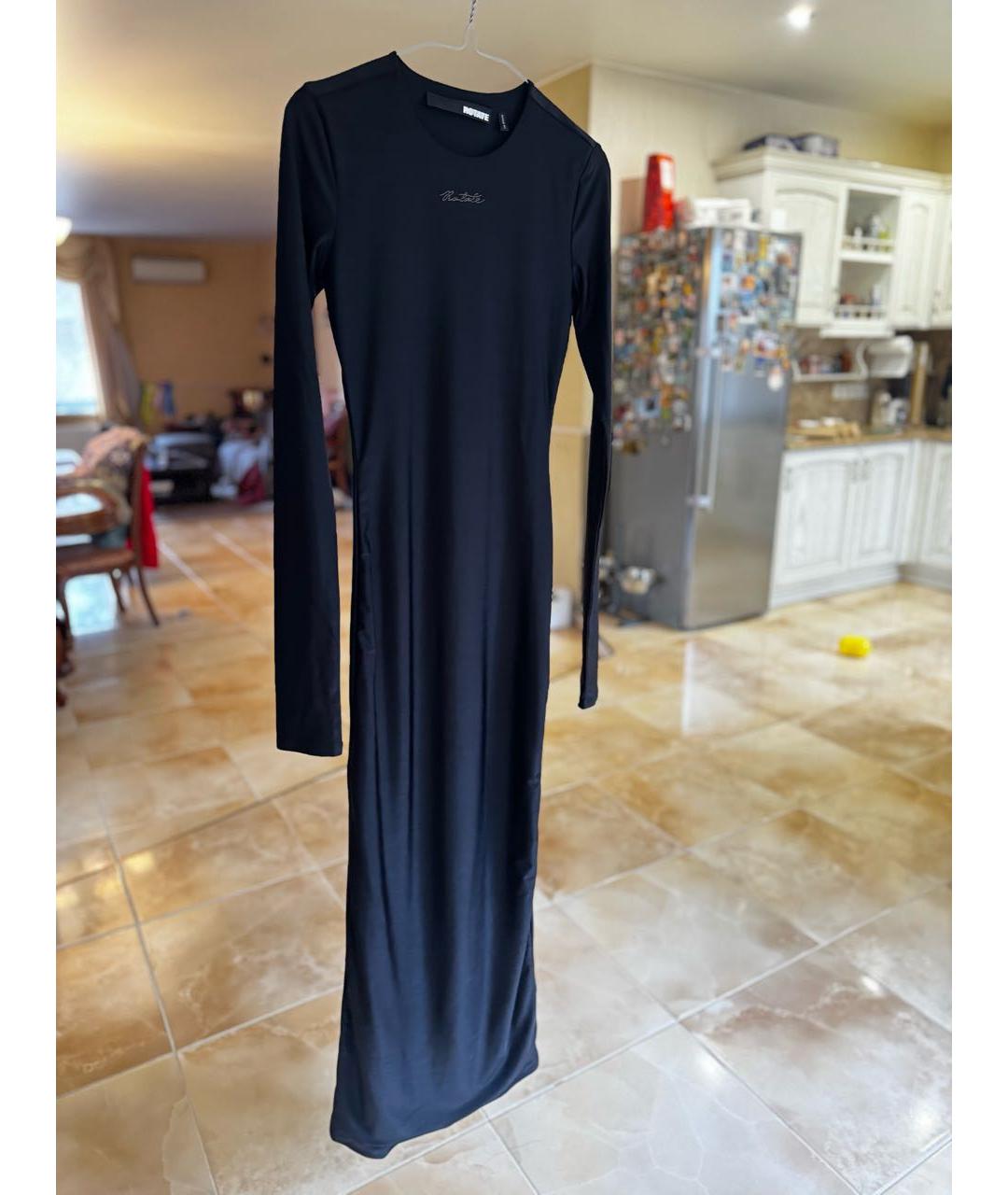 ROTATE Черное полиамидовое повседневное платье, фото 8