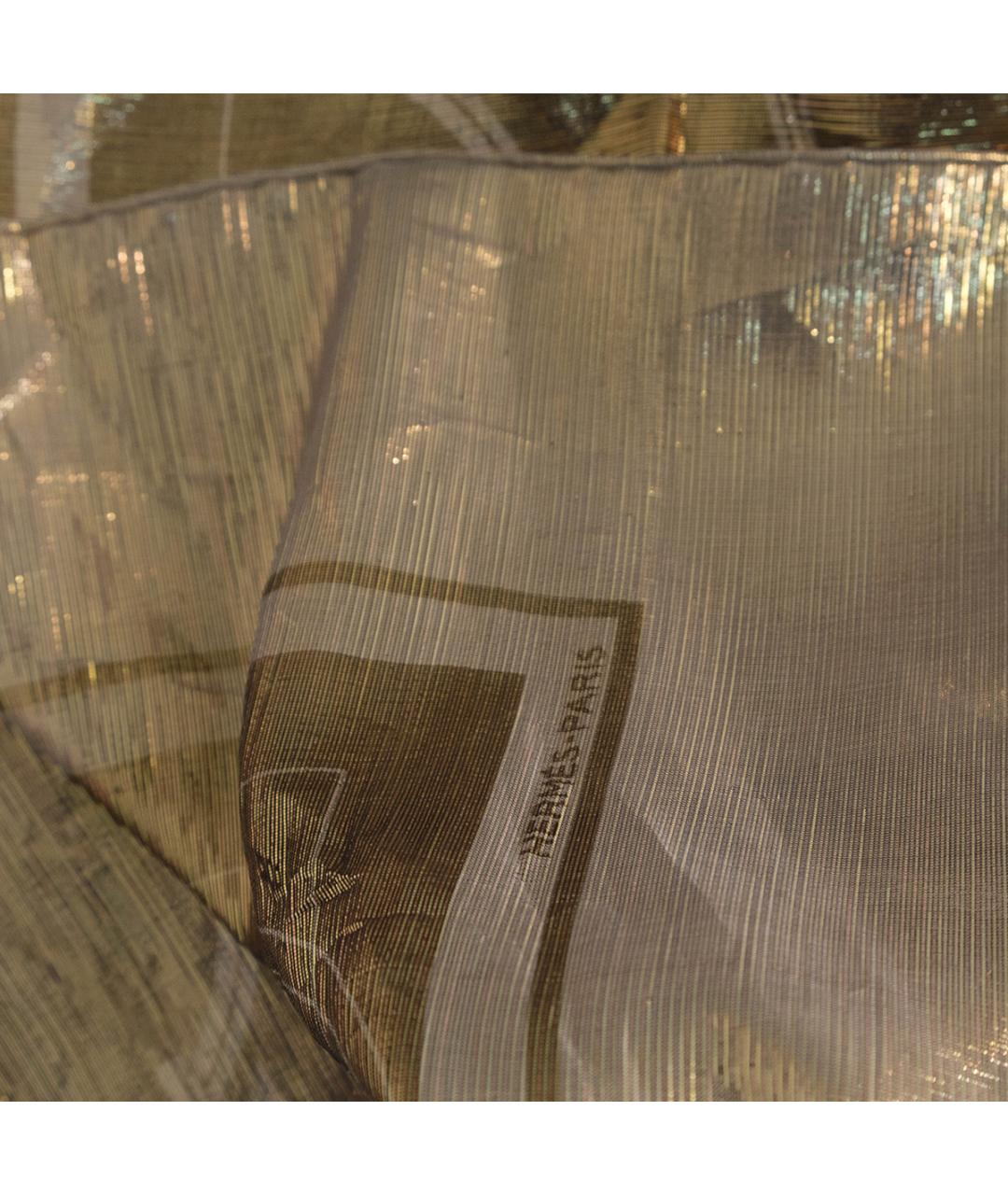 HERMES Коричневый шелковый платок, фото 4