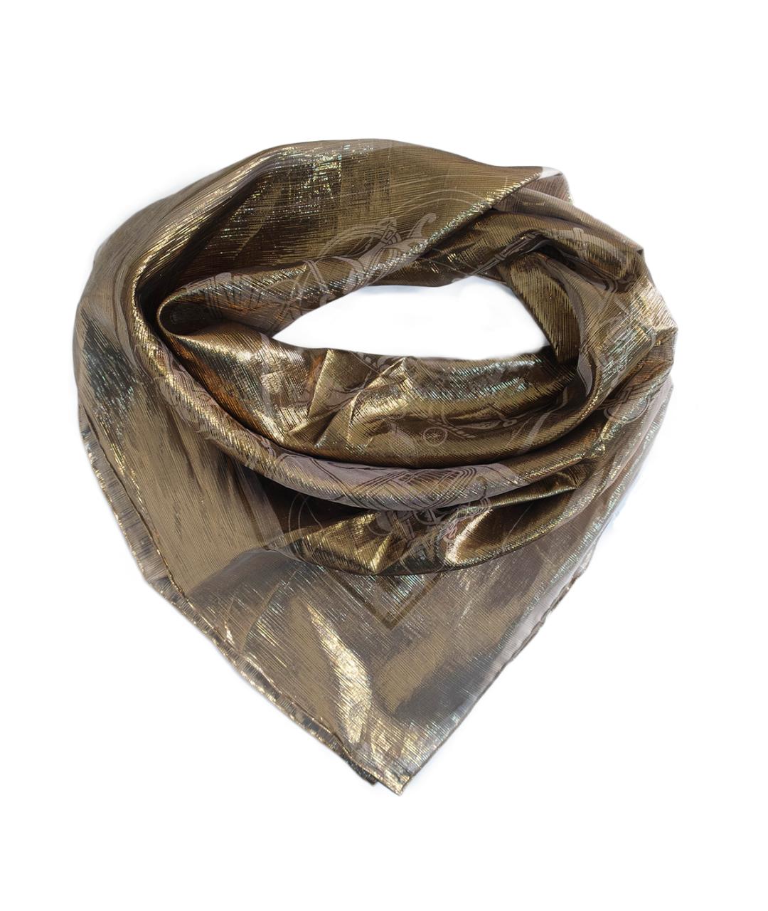 HERMES Коричневый шелковый платок, фото 2