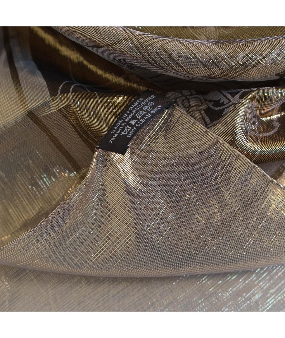 HERMES Коричневый шелковый платок, фото 3