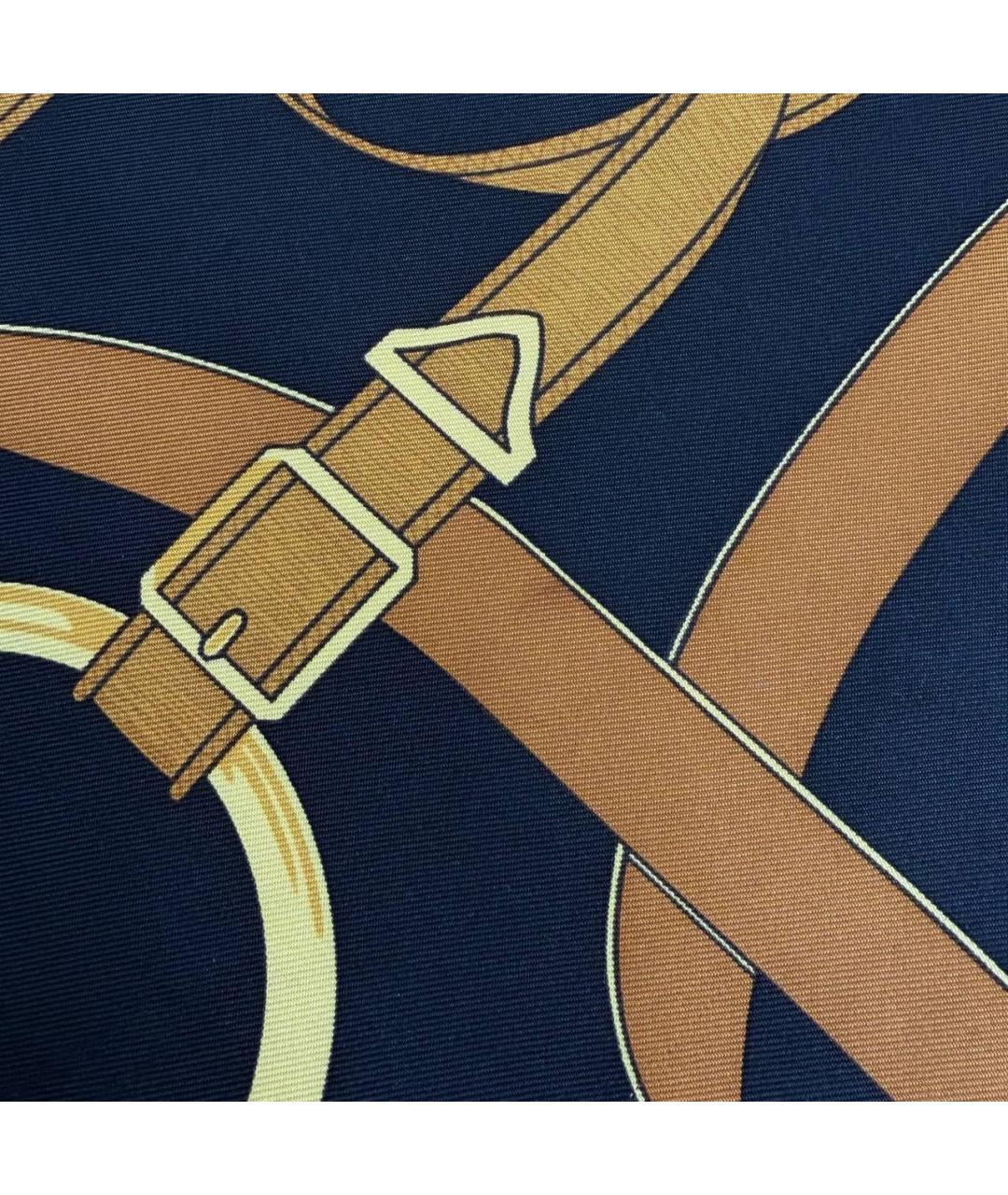 HERMES Темно-синий шелковый платок, фото 6