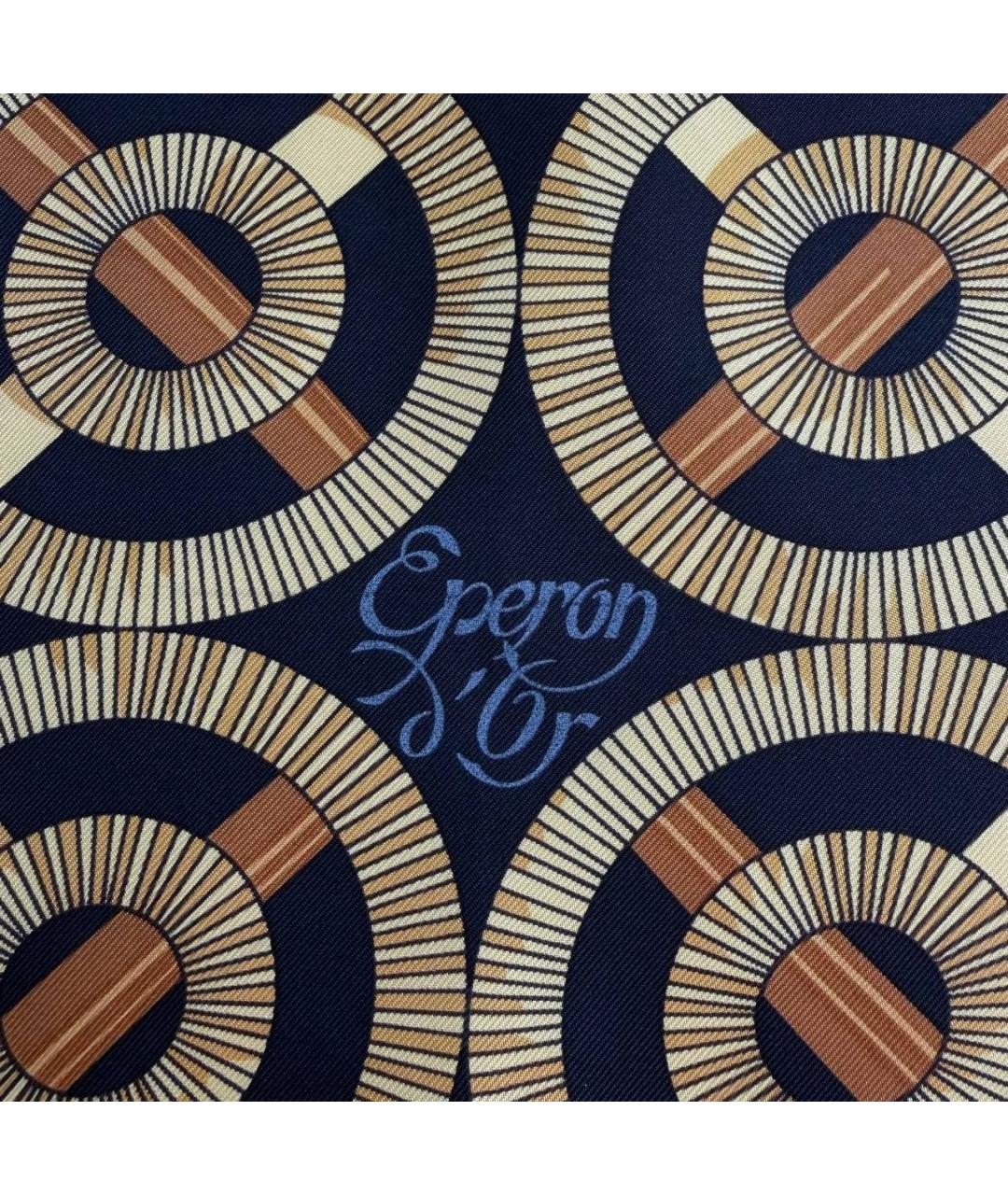 HERMES Темно-синий шелковый платок, фото 7