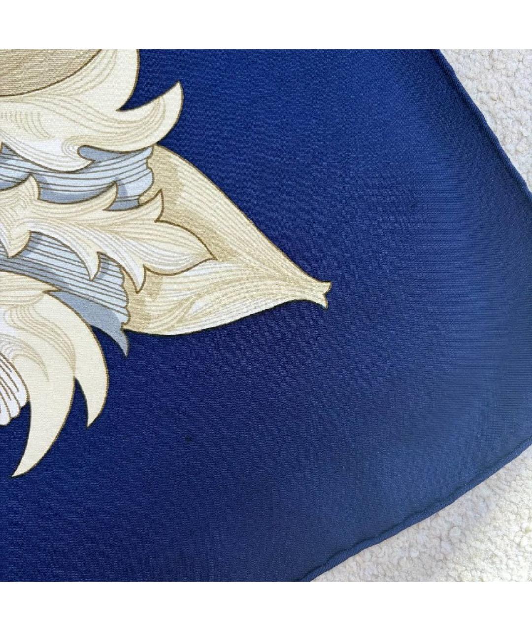 HERMES Синий шелковый платок, фото 4