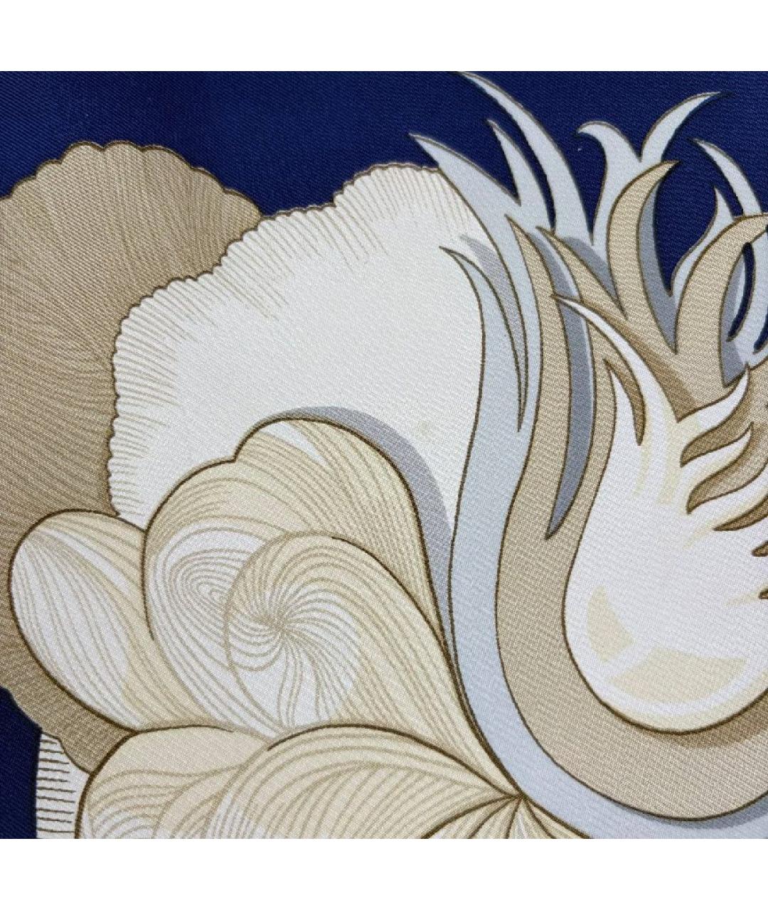 HERMES Синий шелковый платок, фото 8