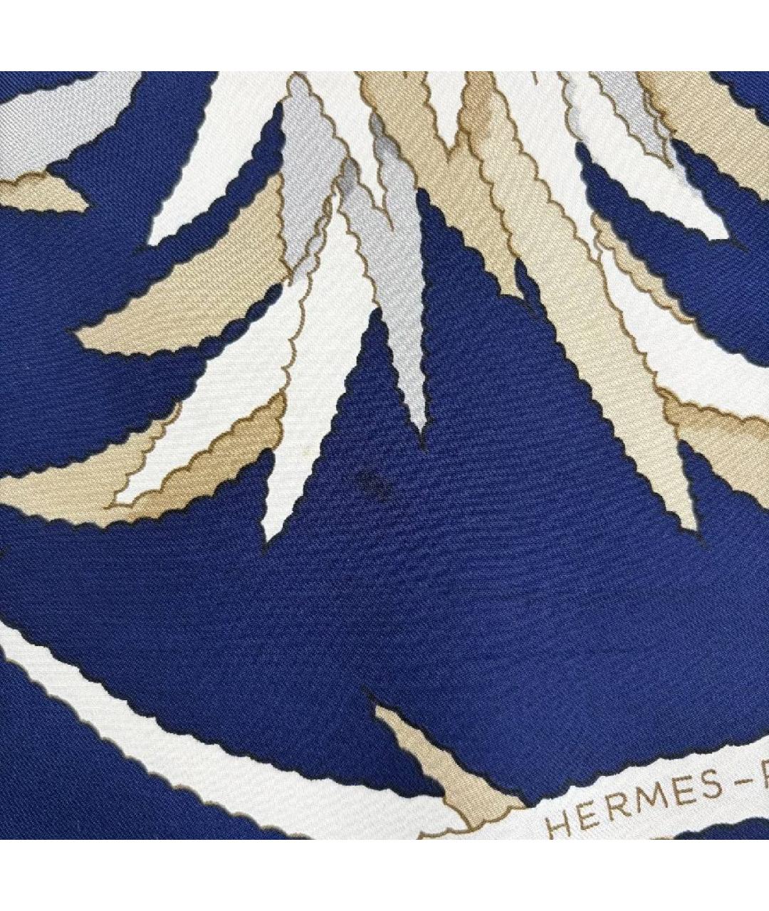 HERMES Синий шелковый платок, фото 7