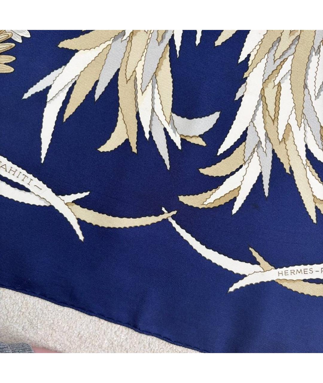 HERMES Синий шелковый платок, фото 3