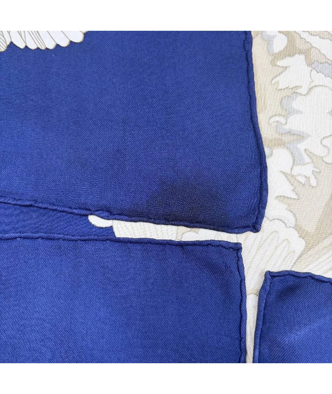 HERMES Синий шелковый платок, фото 9