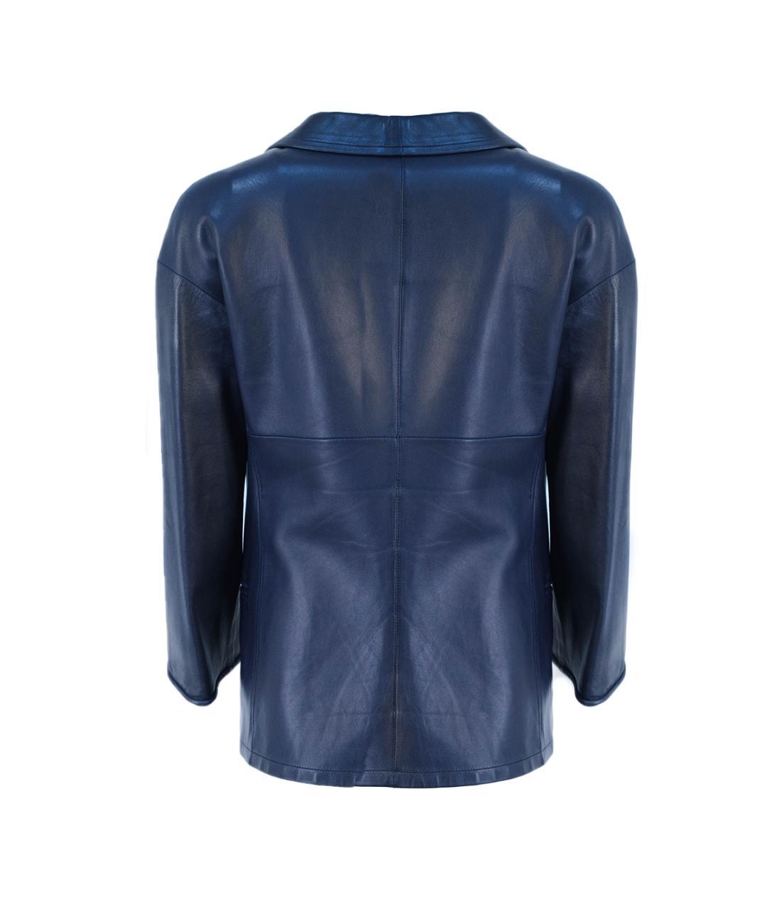 GIORGIO ARMANI Темно-синий кожаный жакет/пиджак, фото 2