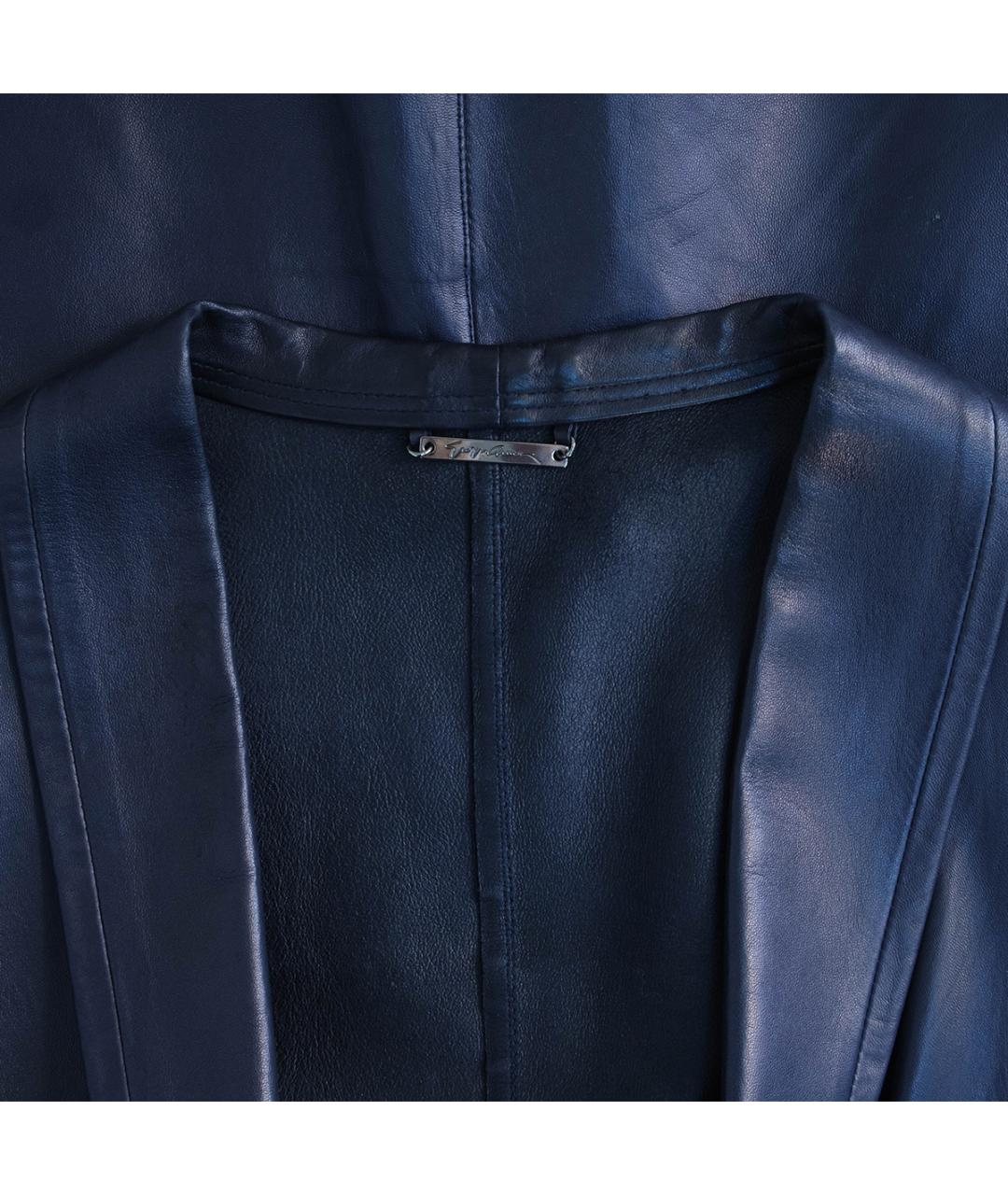 GIORGIO ARMANI Темно-синий кожаный жакет/пиджак, фото 3