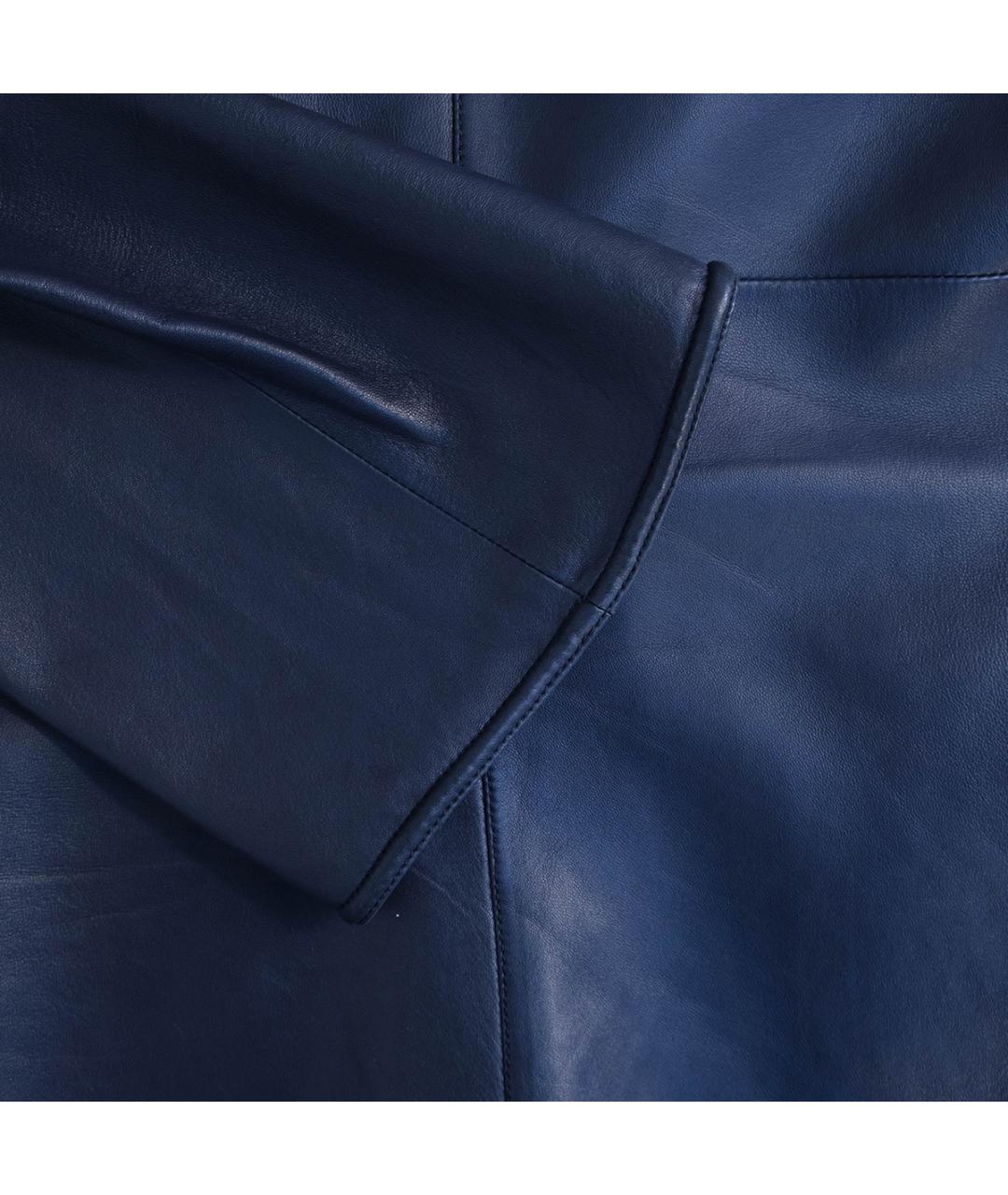 GIORGIO ARMANI Темно-синий кожаный жакет/пиджак, фото 5