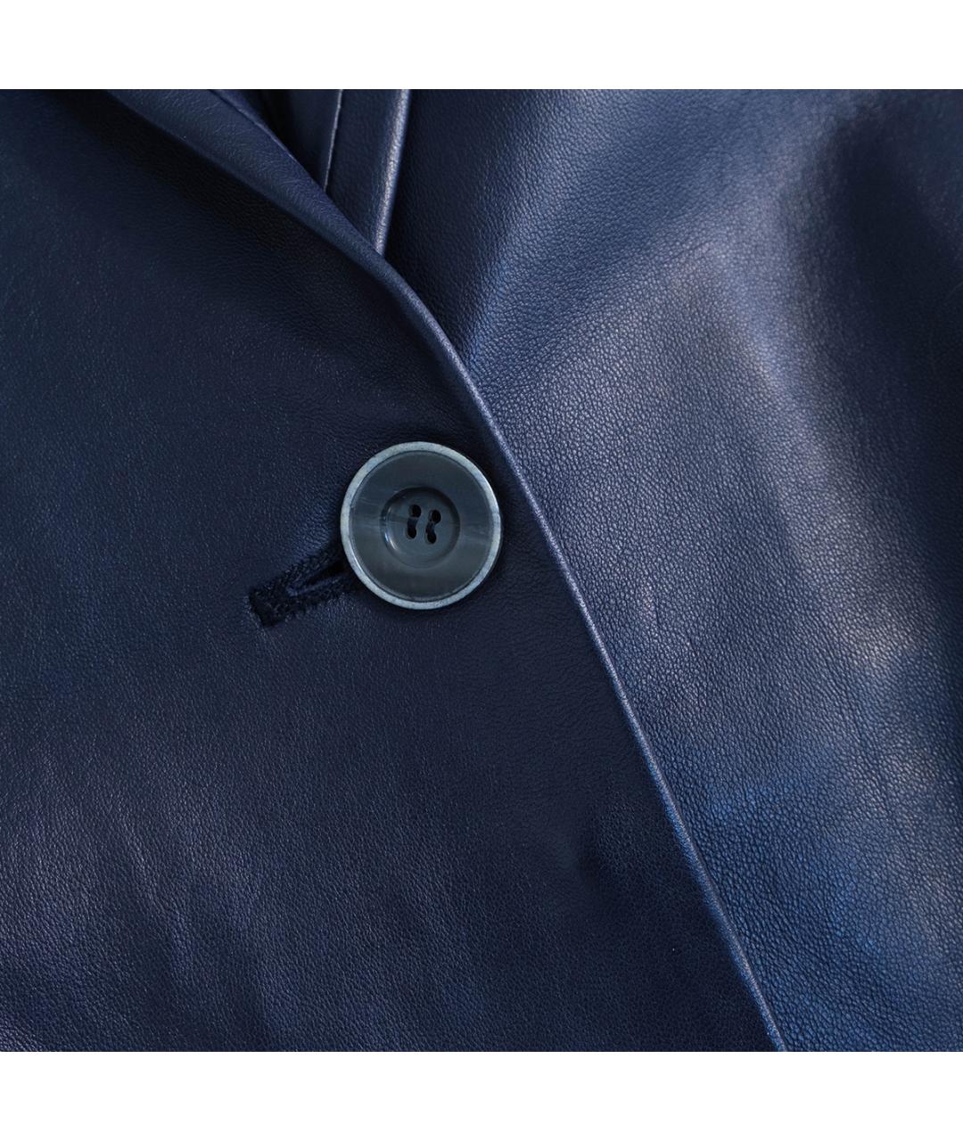 GIORGIO ARMANI Темно-синий кожаный жакет/пиджак, фото 4