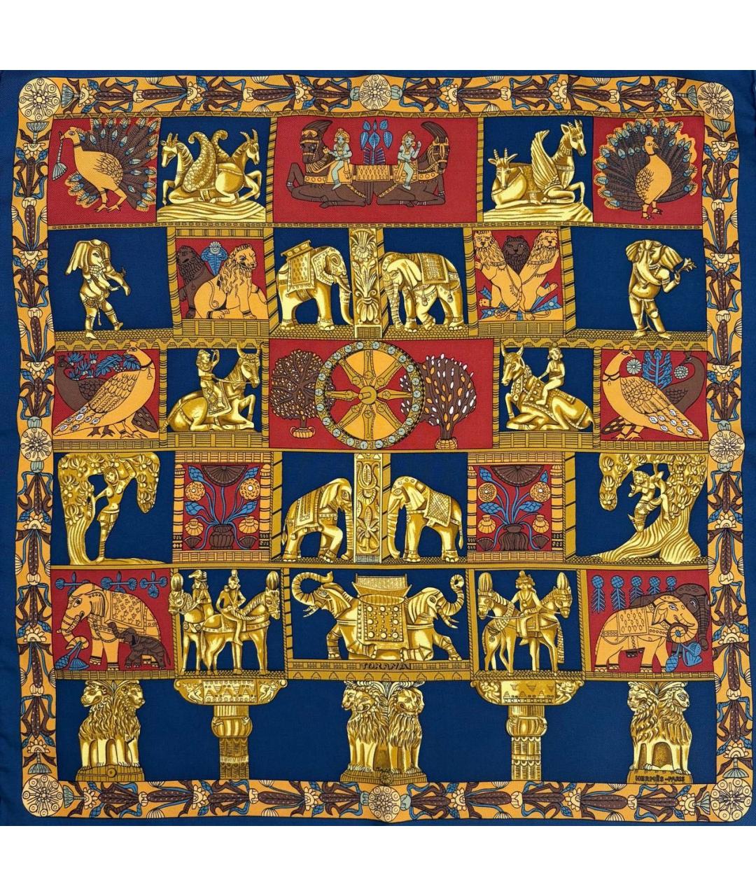 HERMES Мульти шелковый платок, фото 9