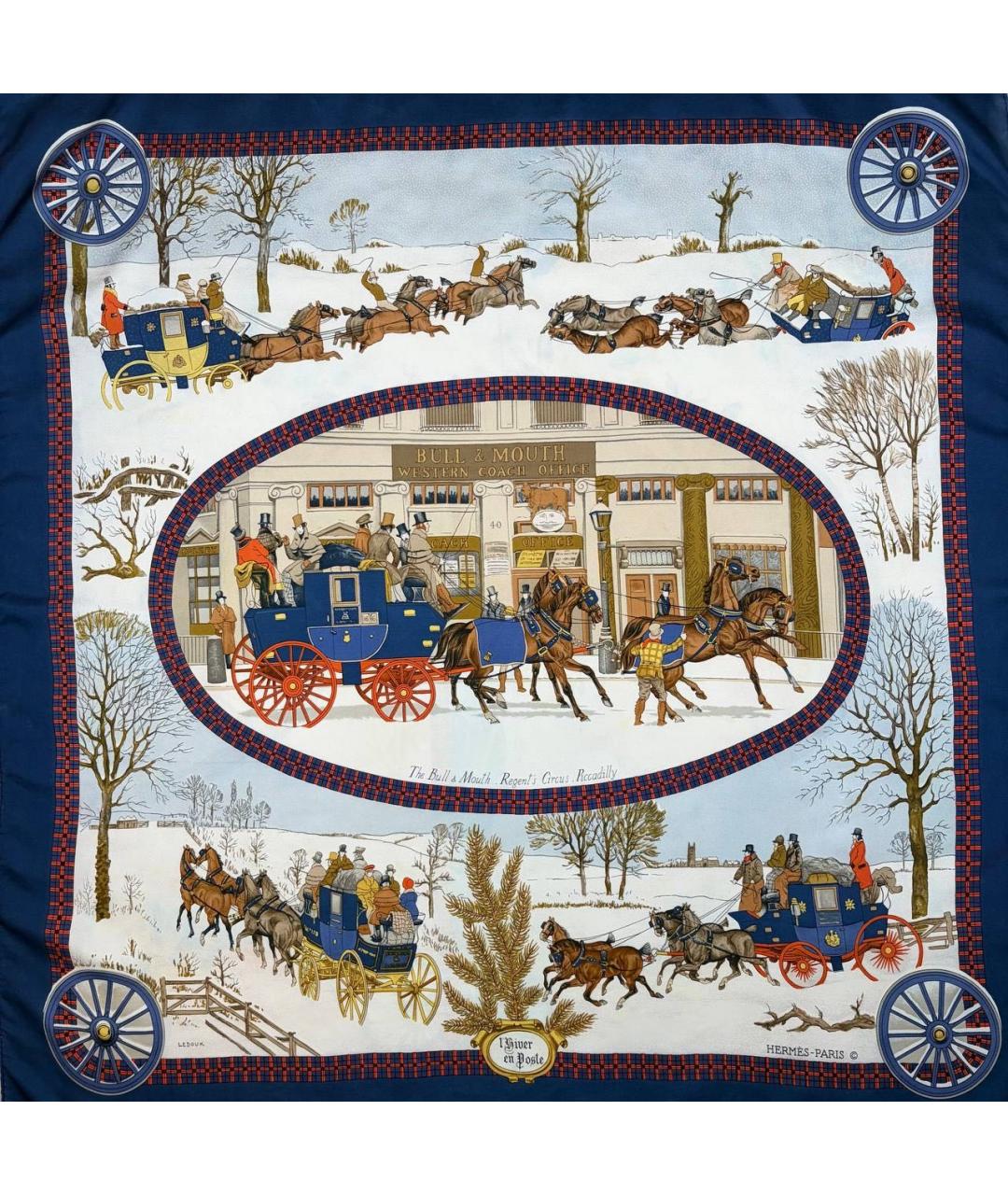 HERMES Мульти шелковый платок, фото 9