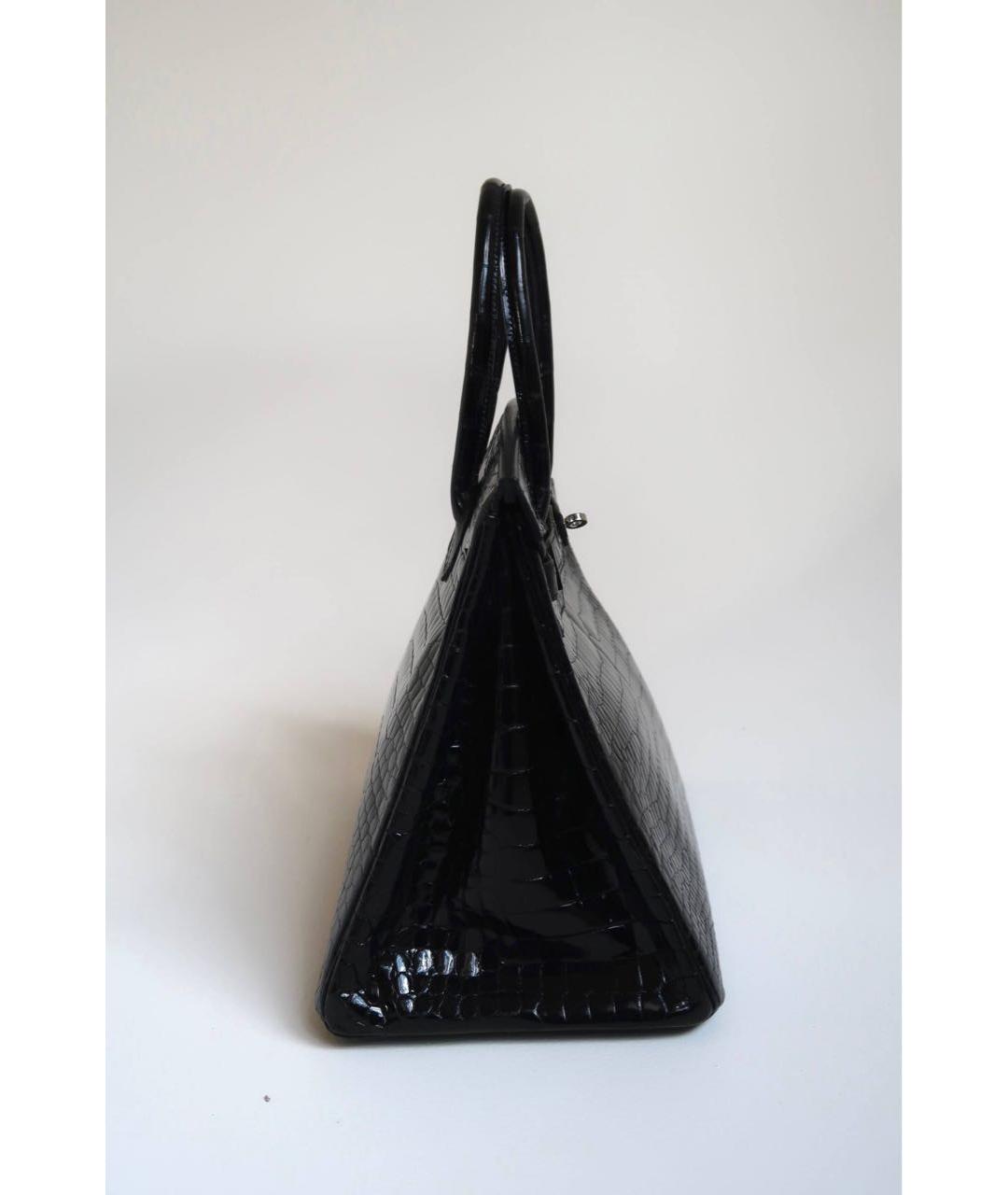 HERMES Черная кожаная сумка с короткими ручками, фото 4