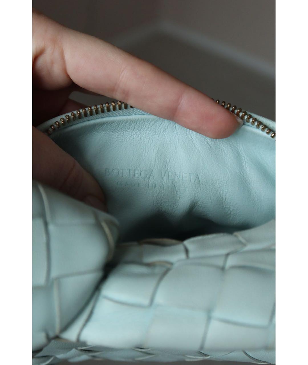 BOTTEGA VENETA Голубая кожаная сумка с короткими ручками, фото 4