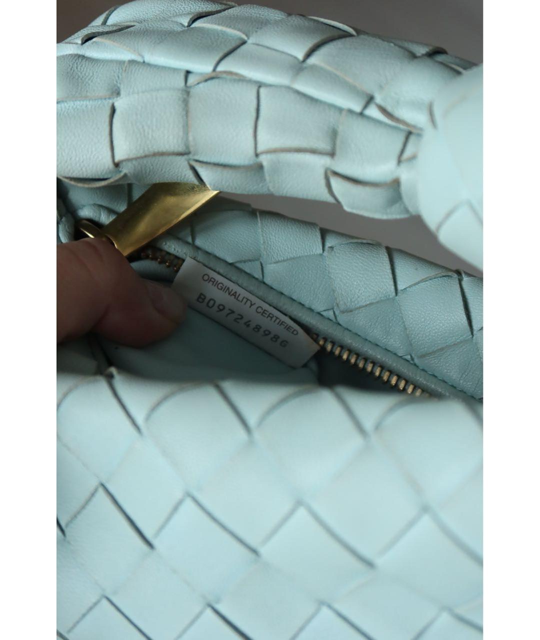 BOTTEGA VENETA Голубая кожаная сумка с короткими ручками, фото 5