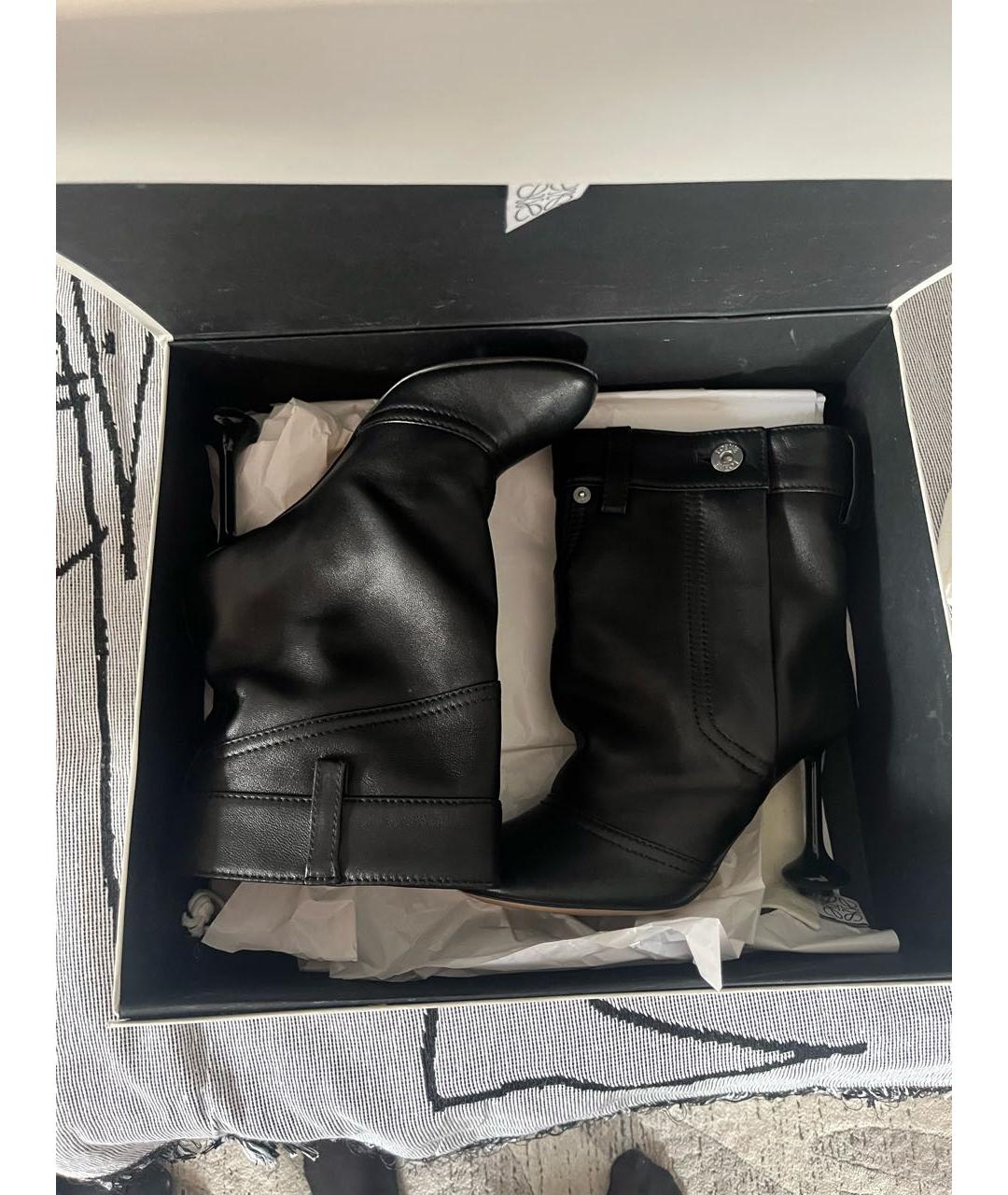 LOEWE Черные кожаные ботильоны, фото 6