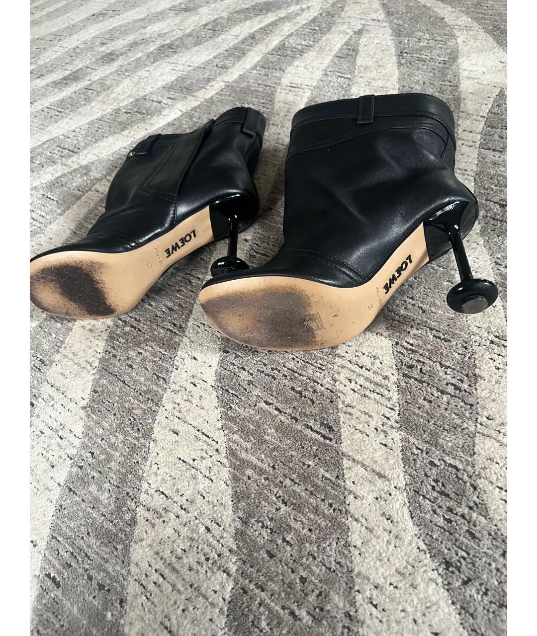 LOEWE Черные кожаные ботильоны, фото 5