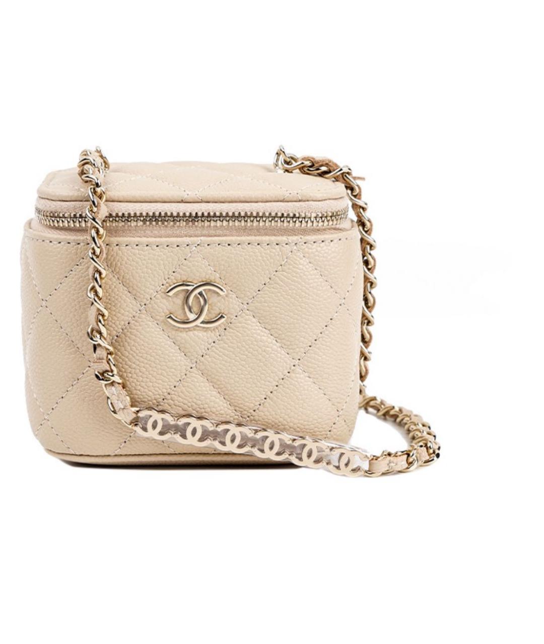 CHANEL Бежевая кожаная сумка через плечо, фото 6