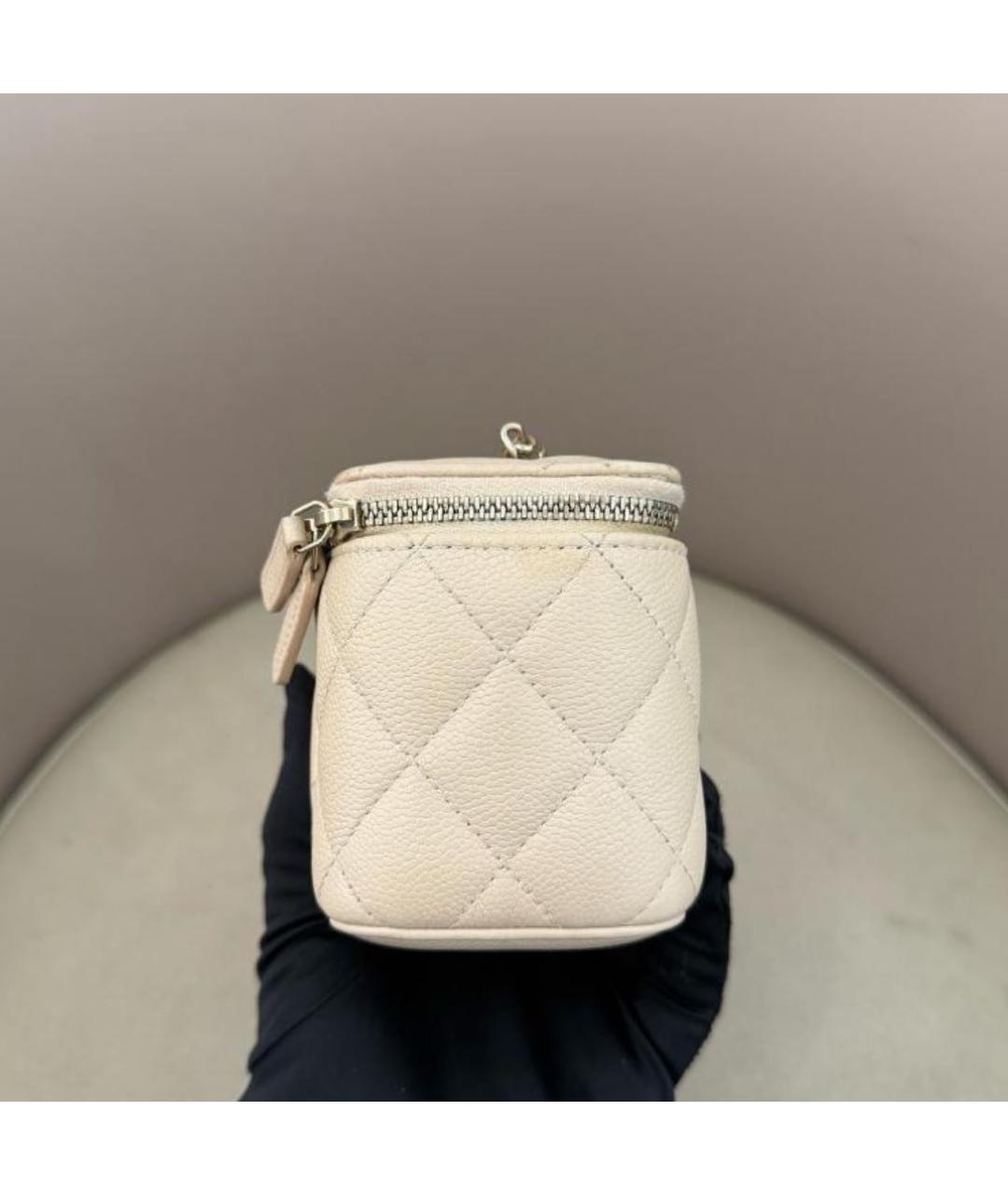 CHANEL Бежевая кожаная сумка через плечо, фото 4